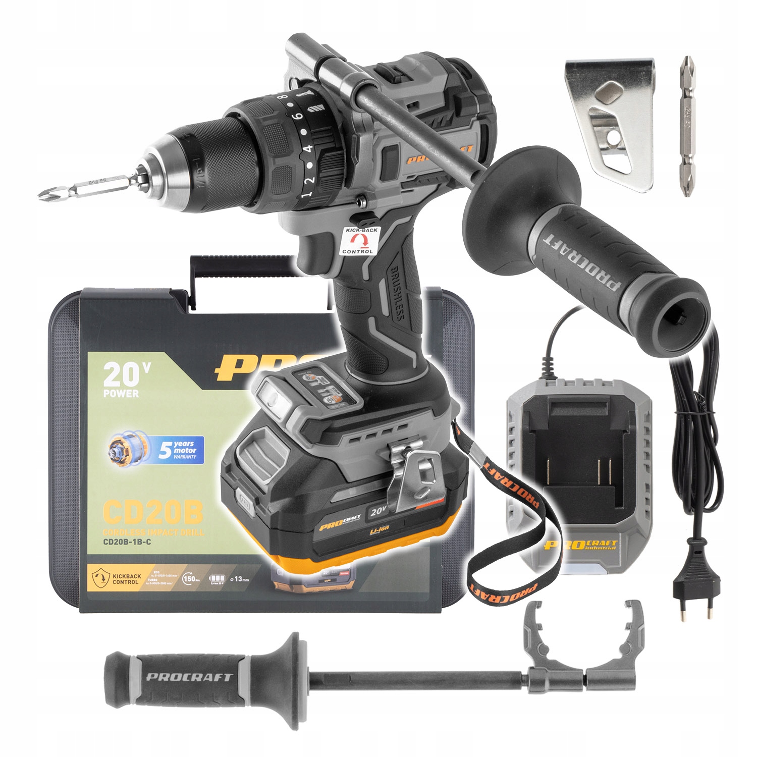 Aku Vrtačka Procraft Industrial CD20B-1B 20V 150Nm 4Ah
