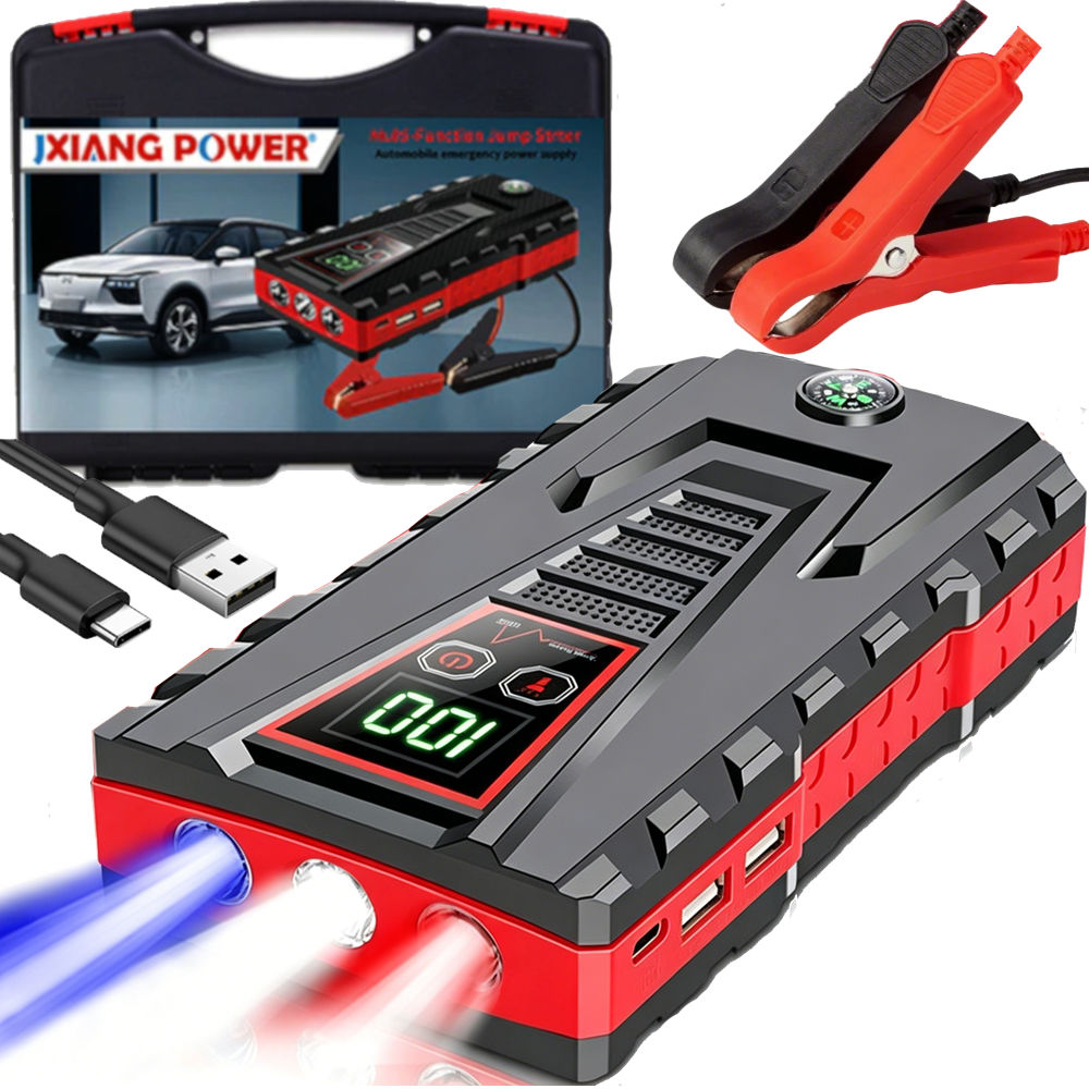 Startér Do Auta 99800MAH Powerbank Svorka Baterie S Svítilnou Kompas