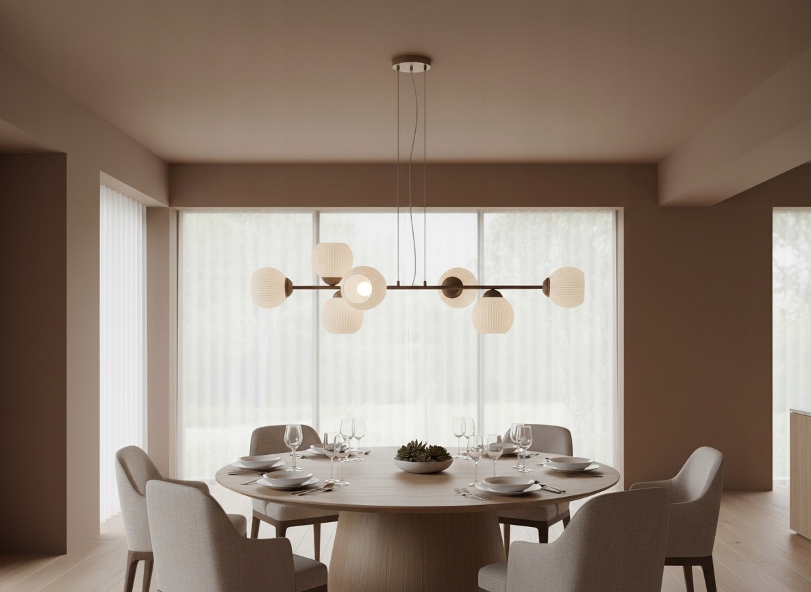 Luster Stropná Lampa Bono 6 Kašmír 6x E27 Klosz Prúžok Biely Euro-lamp