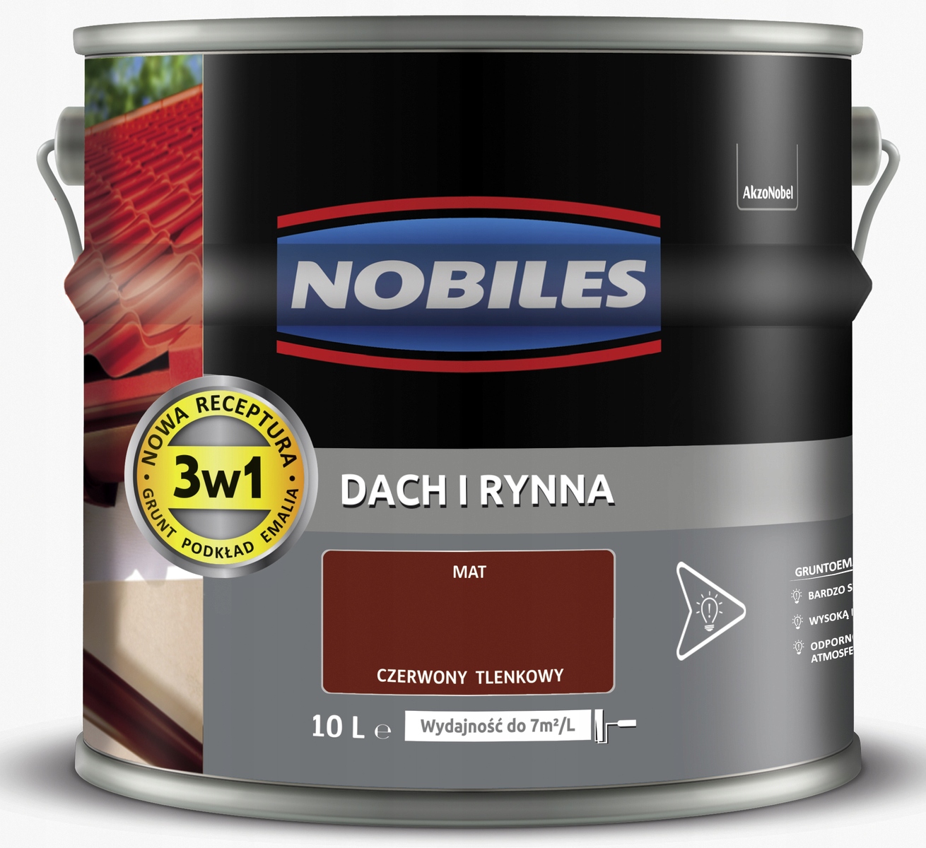 Nobiles Farba na maľovanie striech Strecha a žľab 10L Červená Oxidová