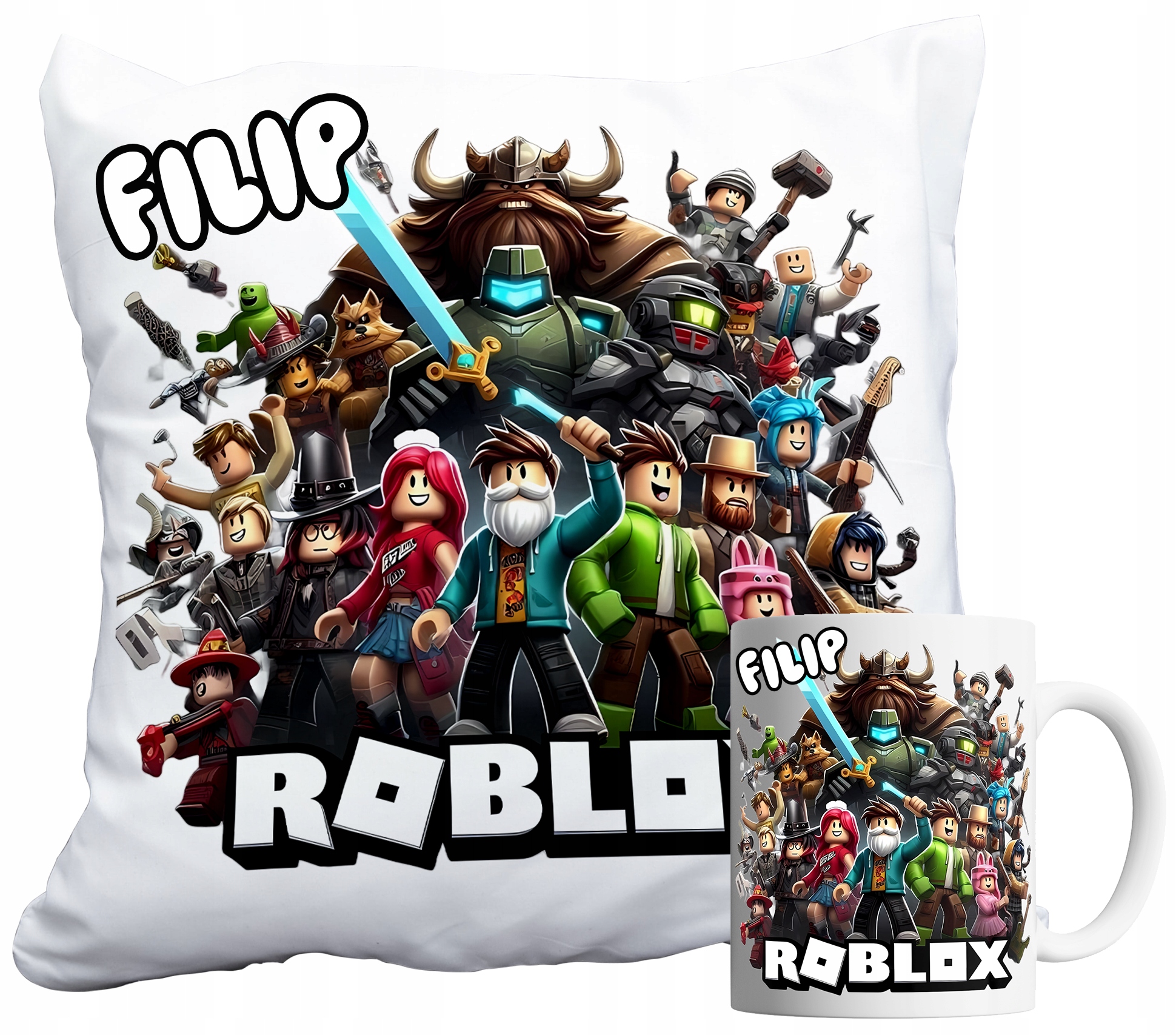 Sada Hrnek A Polštář Roblox Robloks Blox Jako Dárek Pro Dítě Jméno