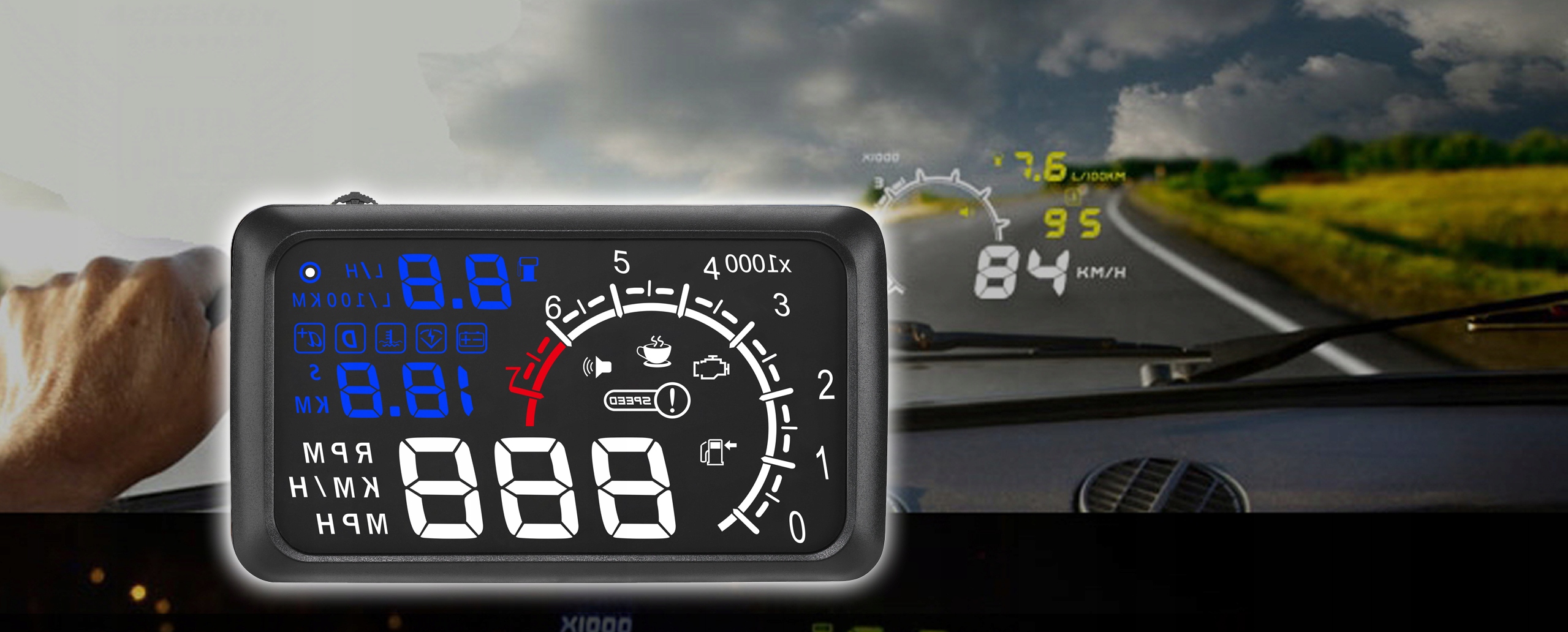 WYŚWIETLACZ PROJEKTOR HUD OBD2 FOLIA HUD HED UP HUD NA SZYBĘ LED LCD HUD Producent inny