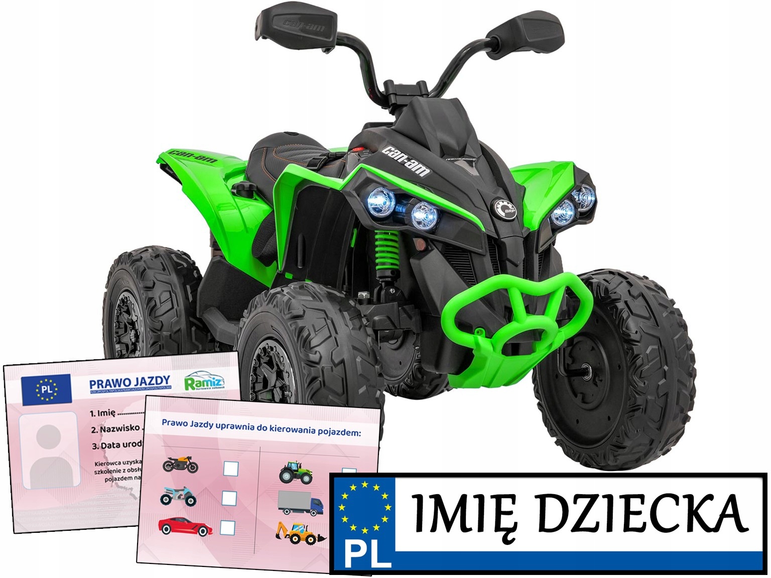elektryczny quad na akumulator dla dzieci Maverick Atv duże koła Eva
