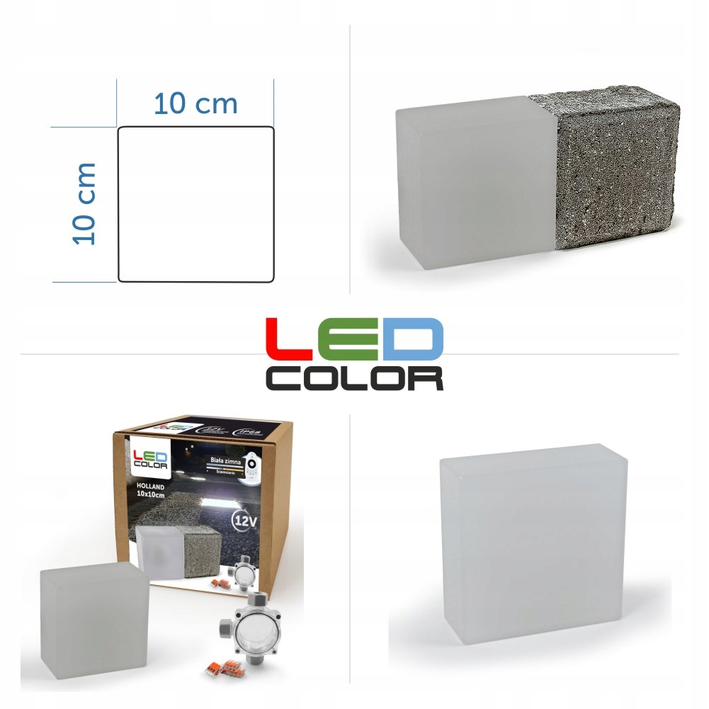 6x Świecąca Kostka Brukowa LED Holland 10x10 RGB Grubość kostki/płyty 6 cm