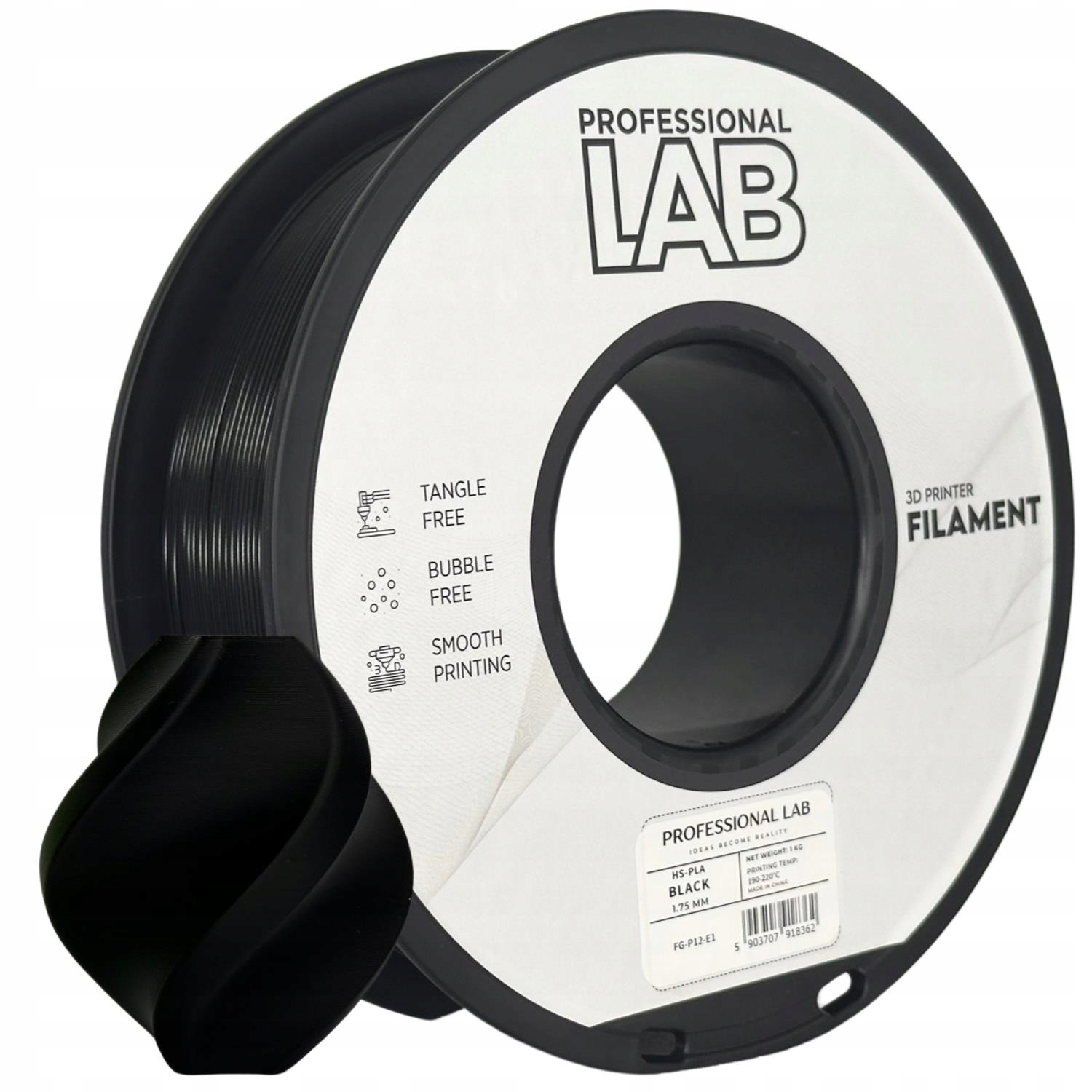 4 X Filament Hs-pla Black 1,75mm 1kg czarny High Speed Smart Print
