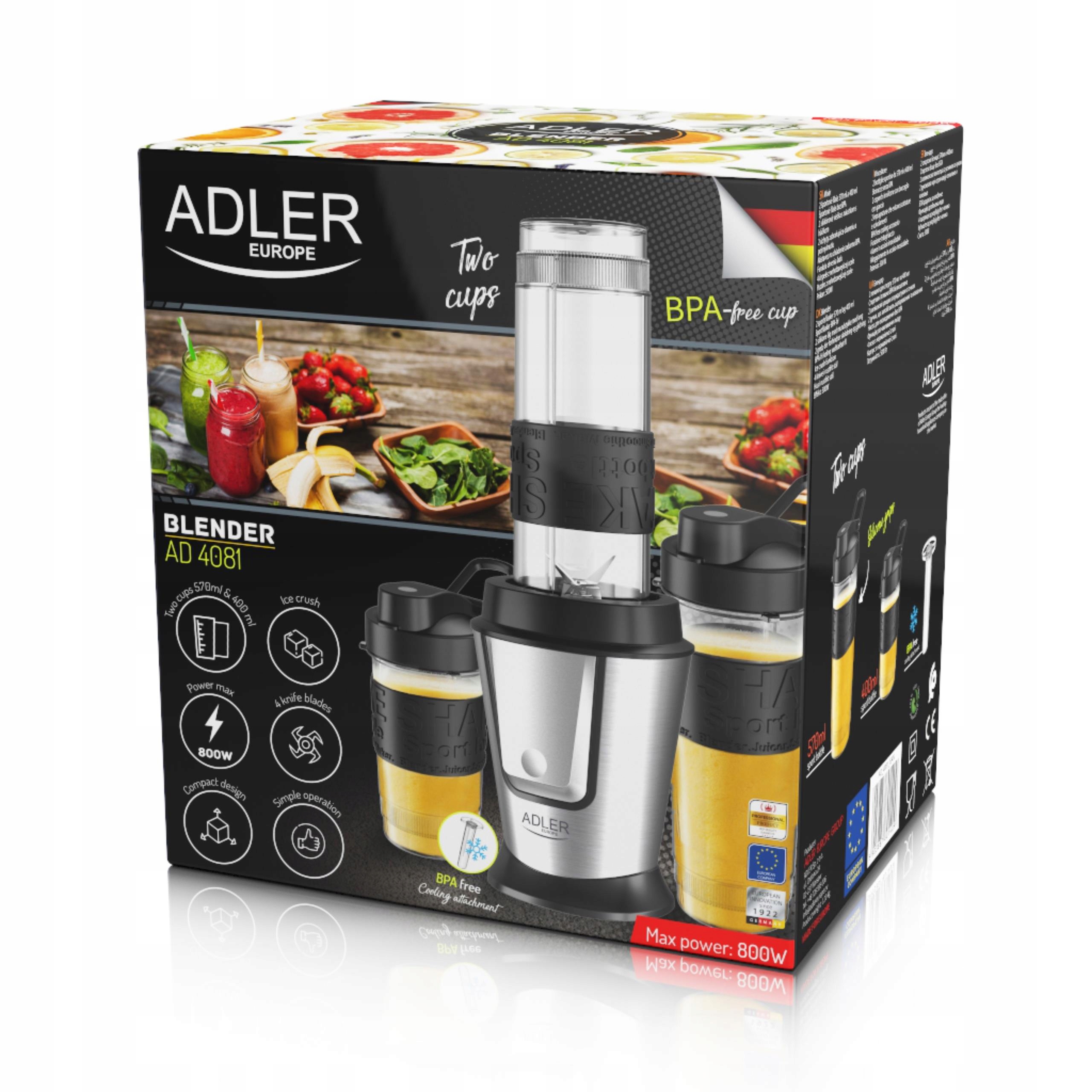Blender personalny AD 4081 z wkładem chłodzącym 570ml i 400ml