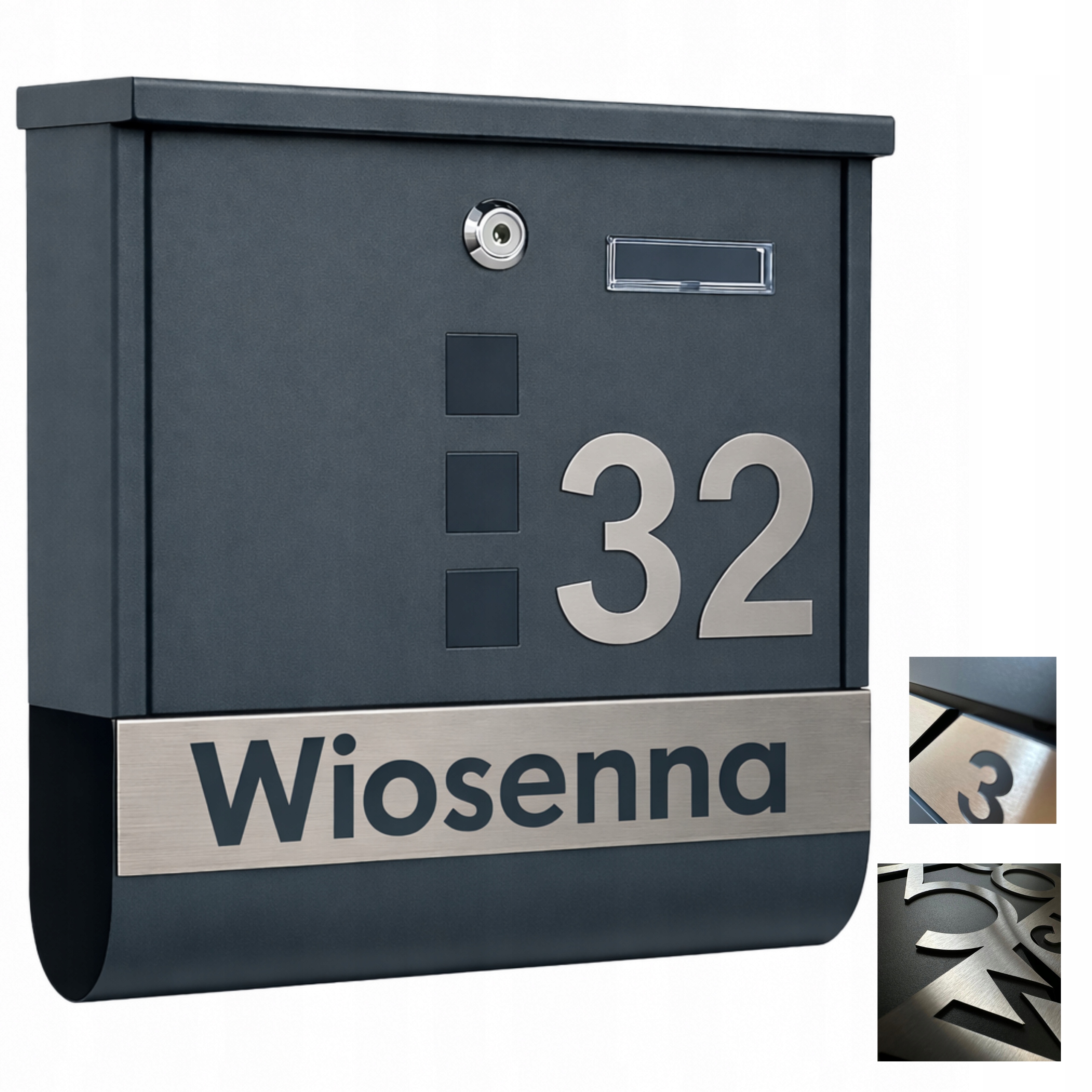 Velká Poštovní Schránka S Adresou (tabulka Ocel Nierdz) , antracit
