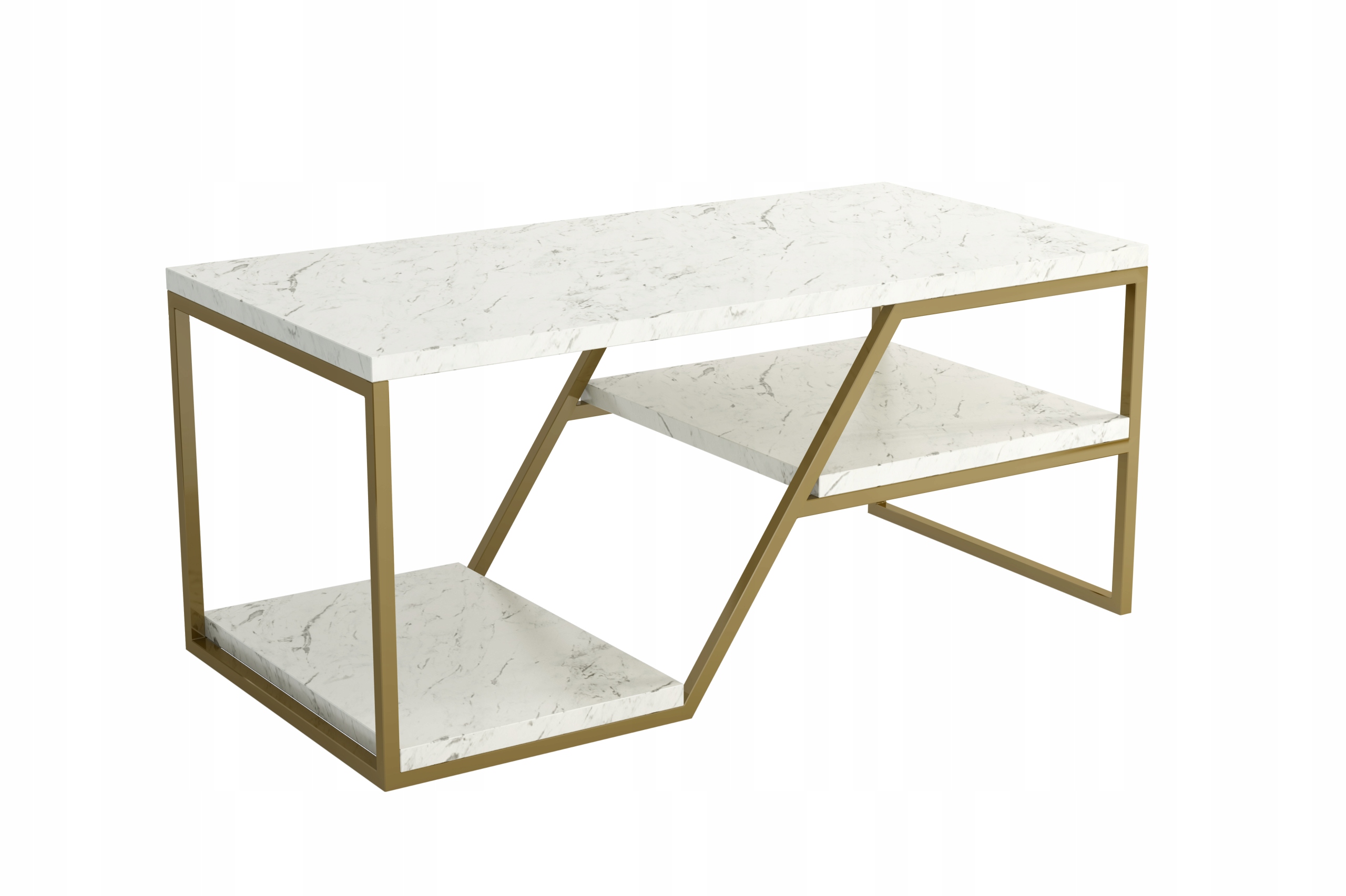 

Stolik kawowy ława loft złoty stelaż Ellie marmur