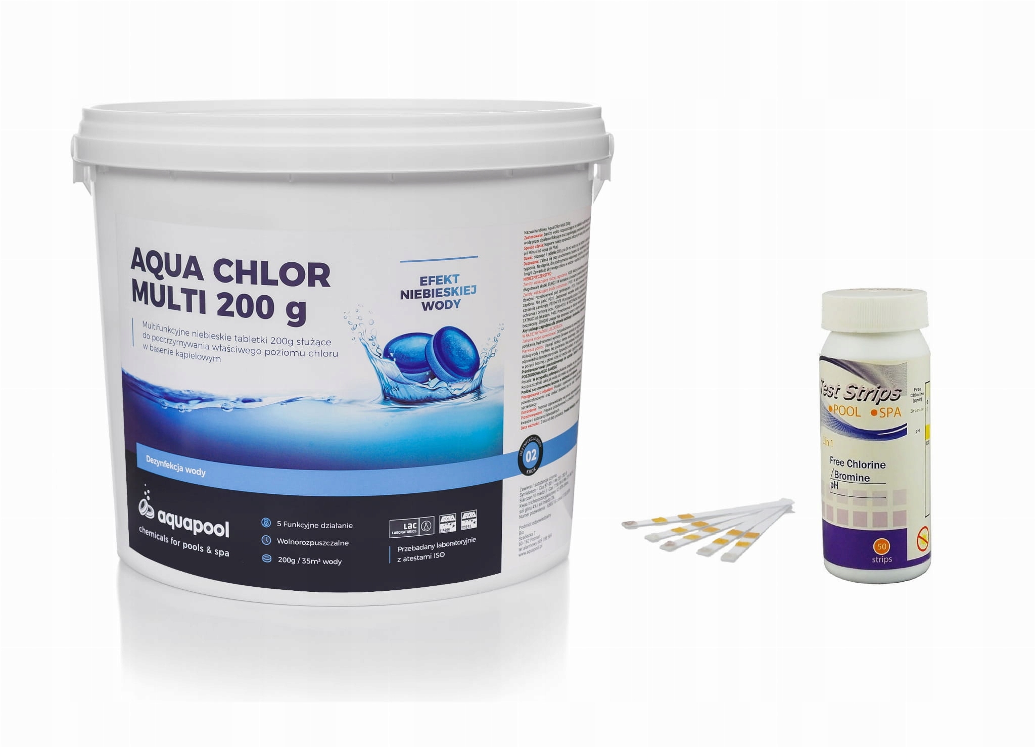 

Chlor Tabletki Blue 6w1 200g 5kg Tester chloru pH