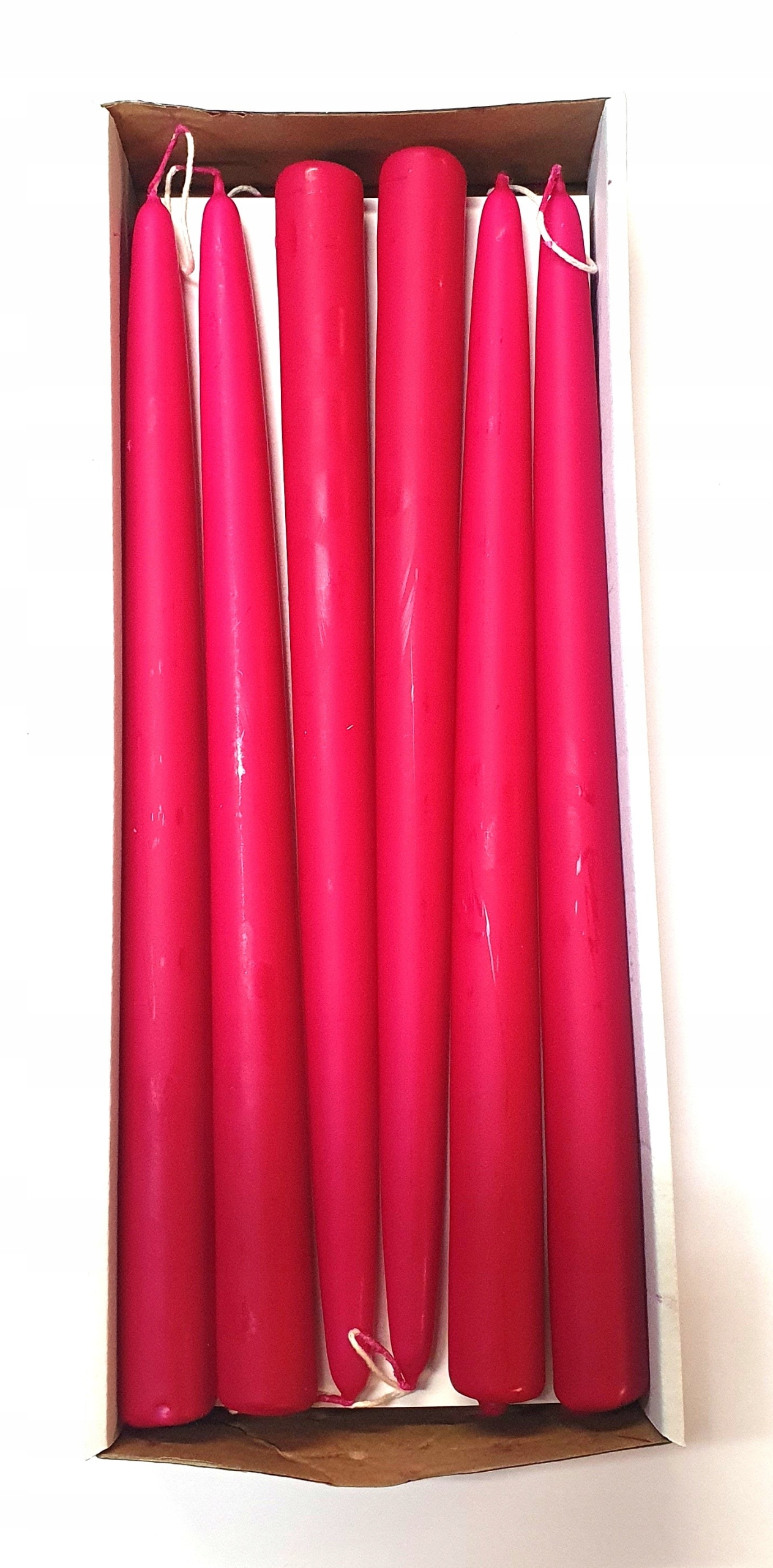 ŚWIECE STOŻKI PALOMA - 30 cm FUKSJA MAT - 12 SZTUK