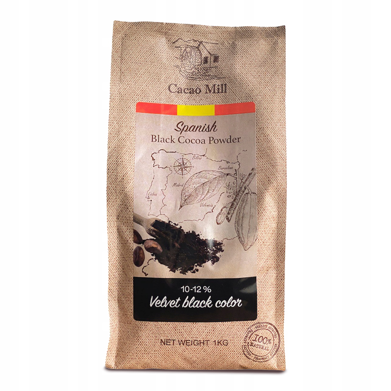 Alkalizované kakao Černé Ibiza Španělsko 10-12% Cacao Mill 1 kg