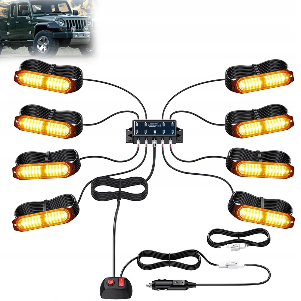 8 x Výstražné Lampy Stroboskop Pomoc Autopřepravník 12 Led 12V 24V IP65