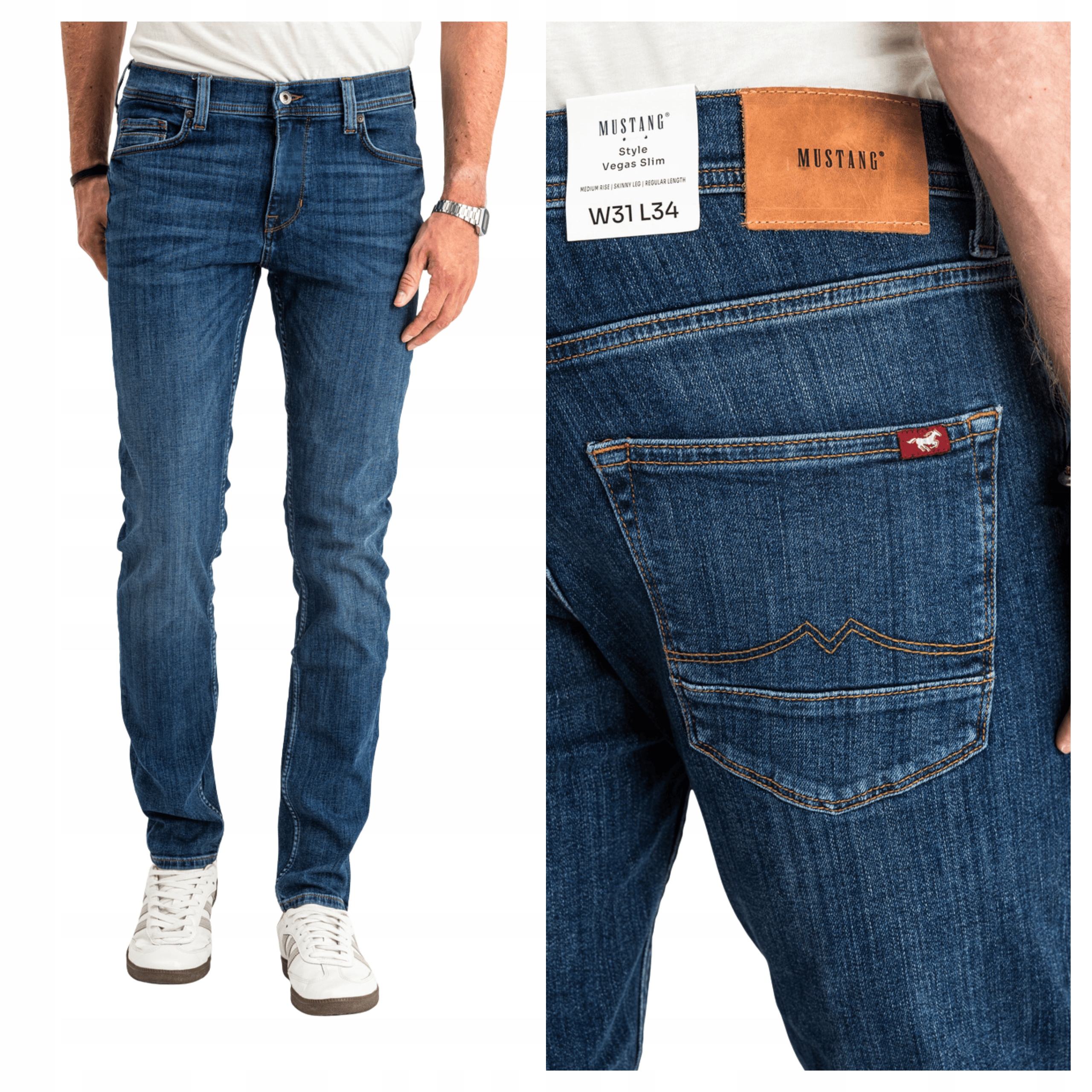 Pánské Džínové Kalhoty Mustang Vegas Slim Denim Blue W34 L32