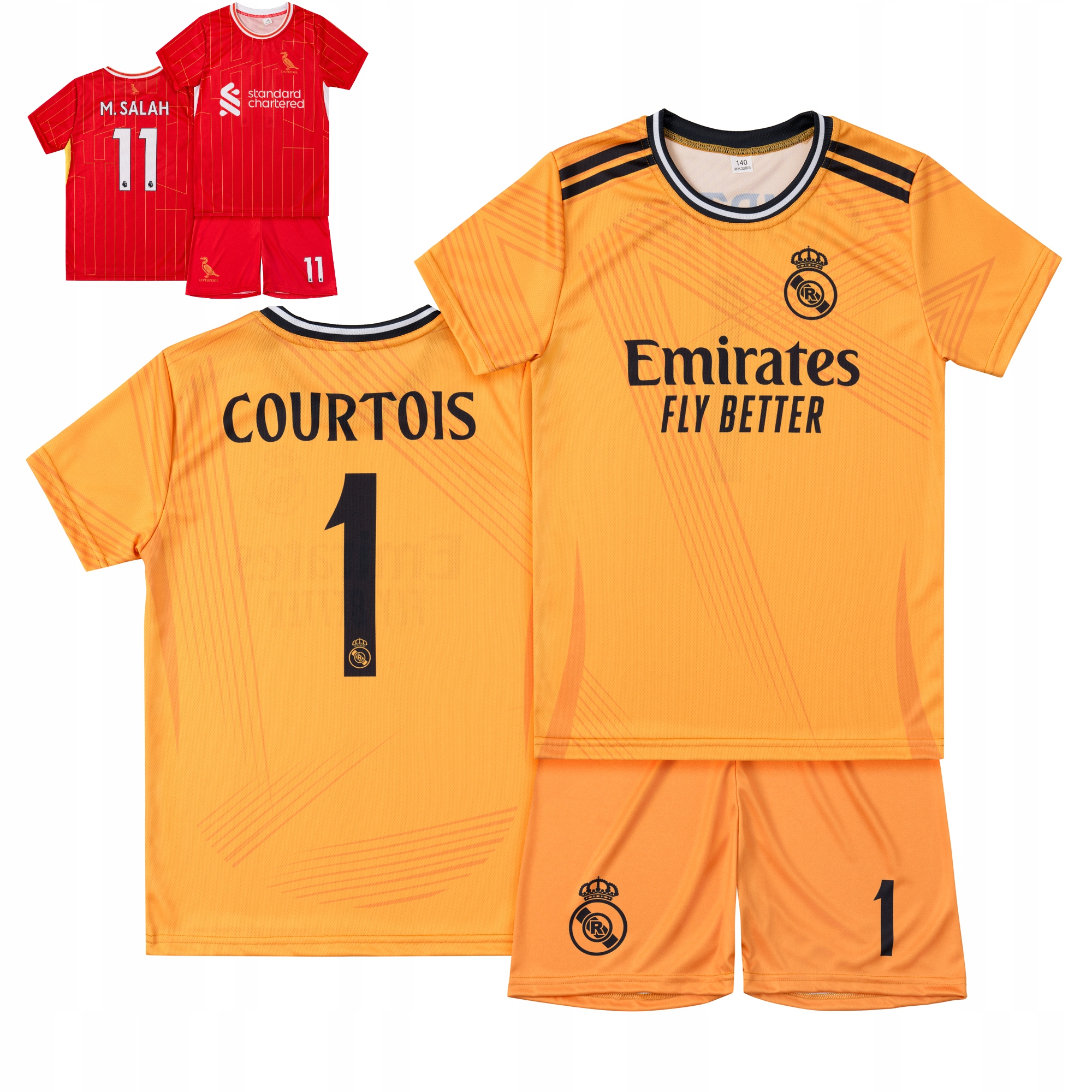 Fotbalové dresy Courtois a Salah vel 164