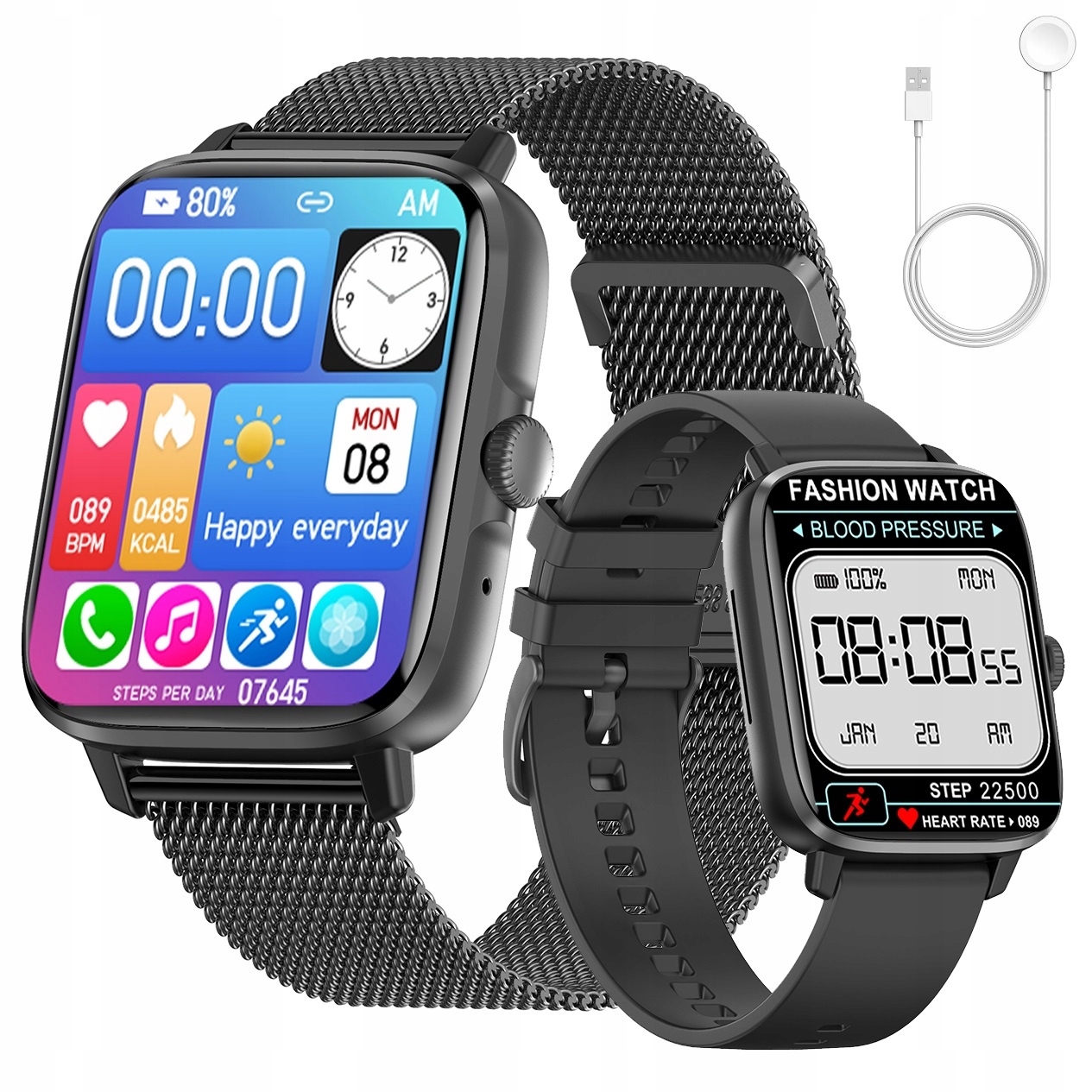 

Smartwatch Damski Zegarek Rozmowy Nfc Puls 2 Paski