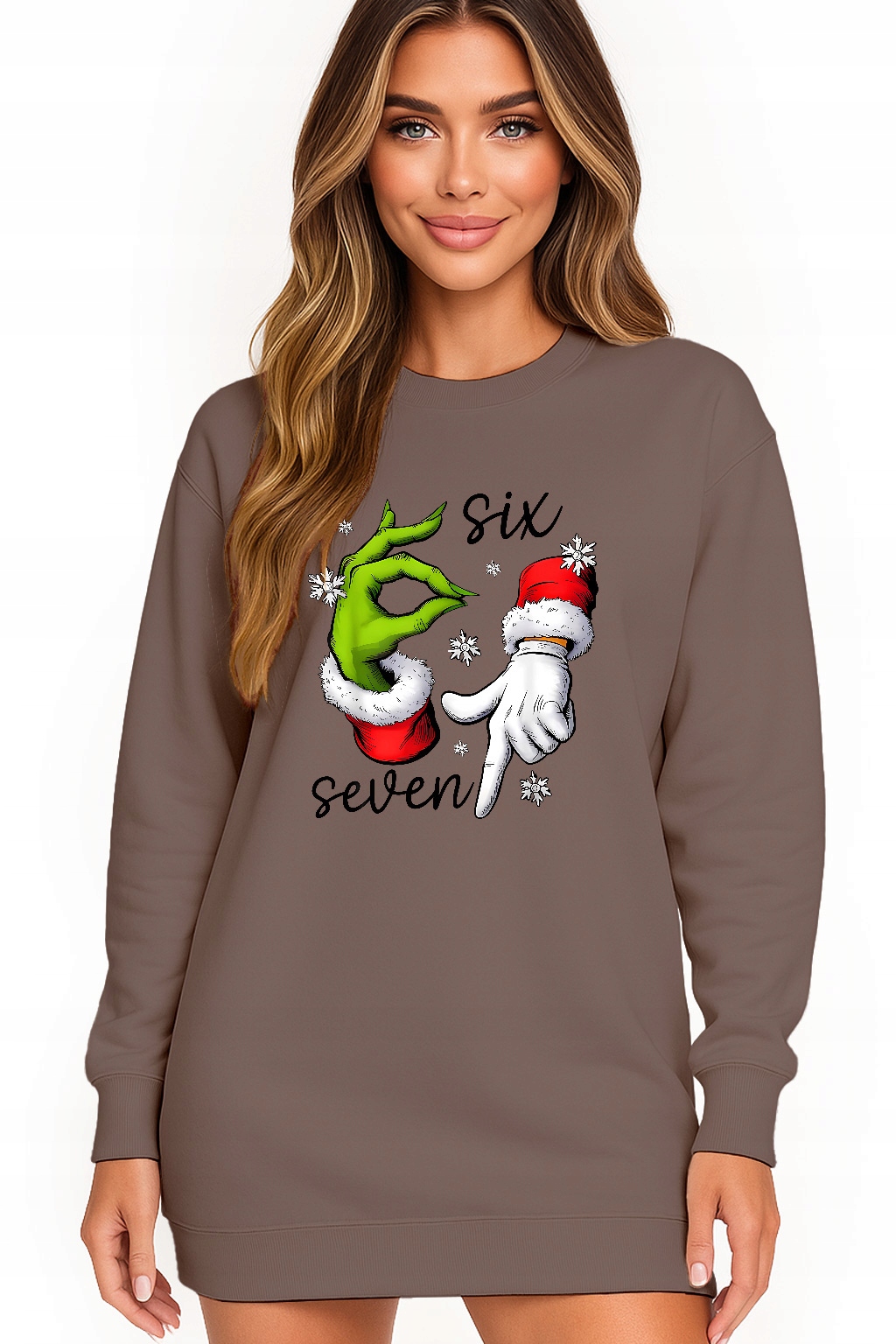 Mikina Vánoční Oversize Šaty Six Seven 67 Grinch Dárek S