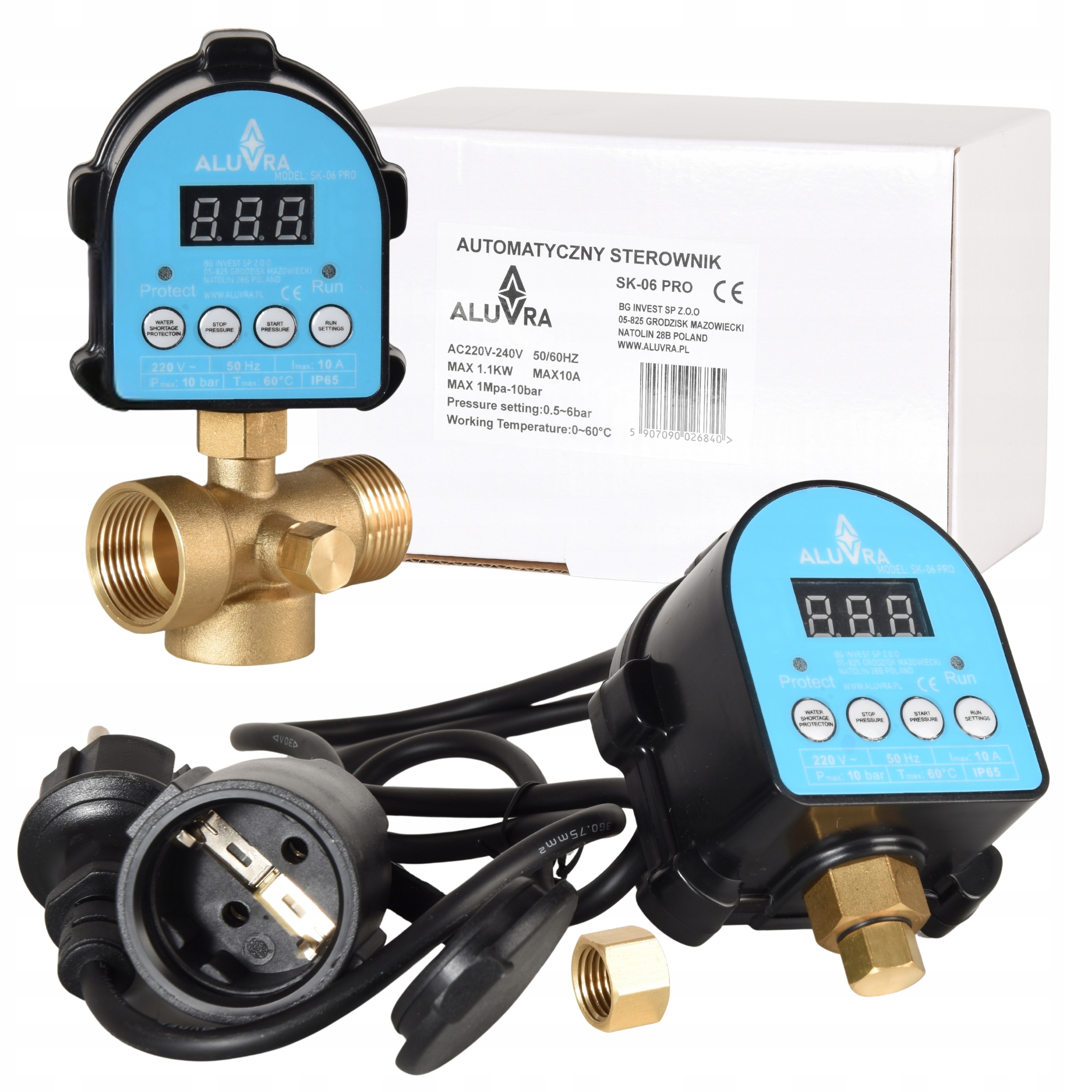 Wyłącznik Ciśnieniowy SK-06 Pro do Pompy Hydroforu Z Manometrem G1/4"