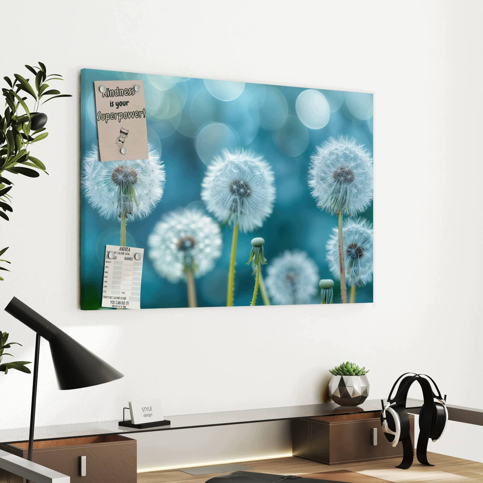 Magnetická tabule Louka s pampeliškou 60 × 40 cm