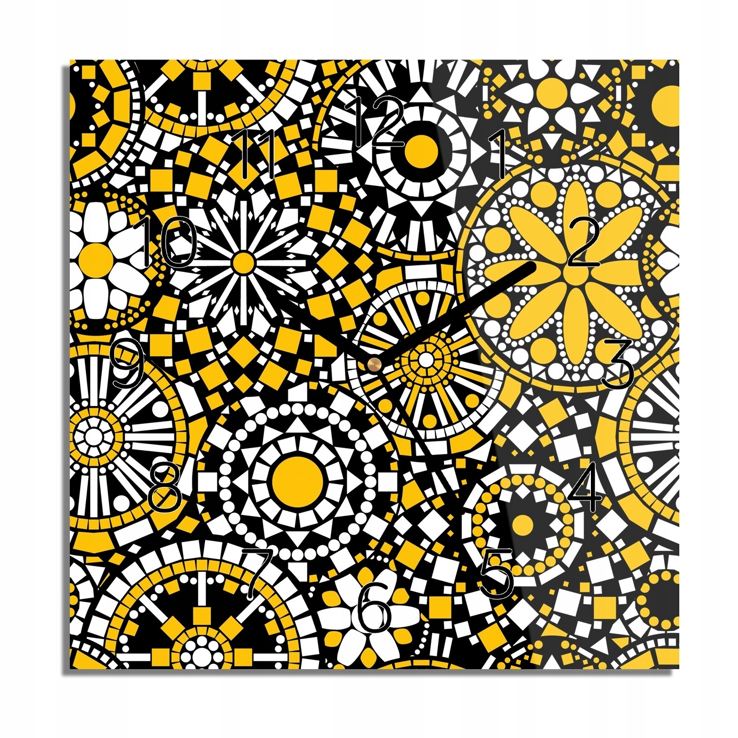 

Mozaika kwiaty kolor foto-zegar czarne cyfry 30x30