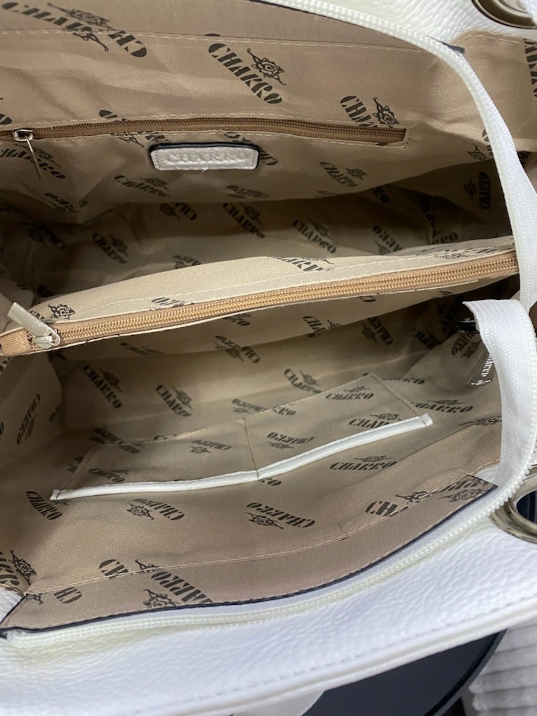 CHARRO Elegancka Torebka Damska worek listonoszka CH1362571 Beige Kolor okuć srebrny