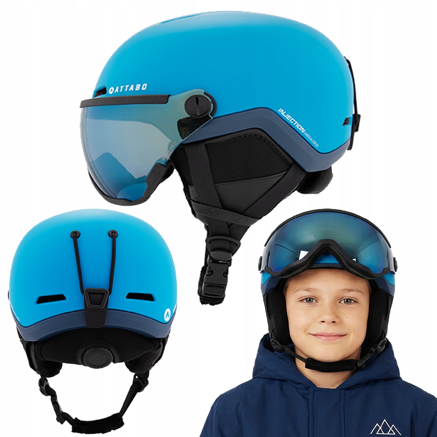 Dětská lyžařská přilba Attabo Avens 2.0 Jr Visor modrá 51-54 cm