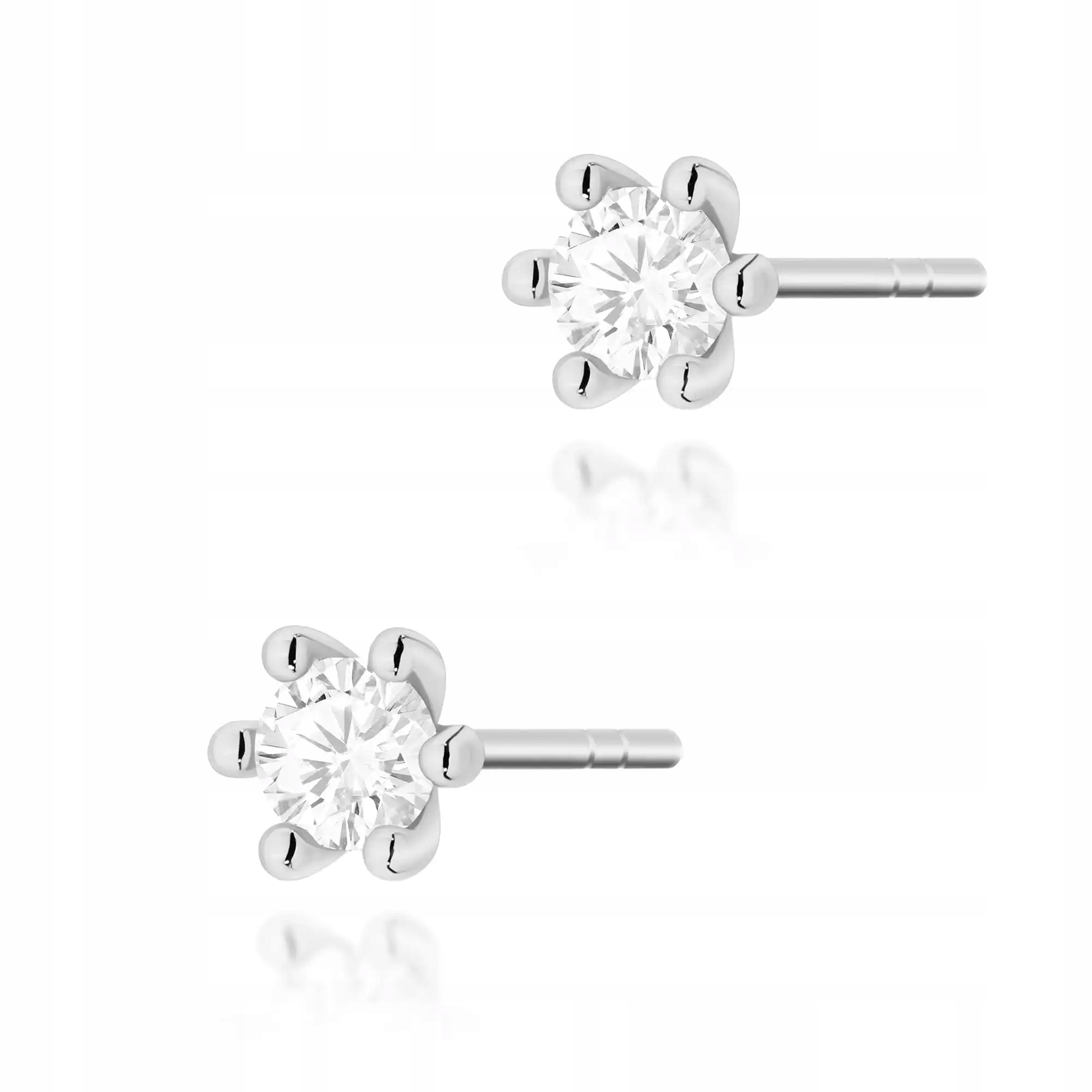 Zlaté náušnice 585 s diamantem z bílého zlata, elegantní módní vzor