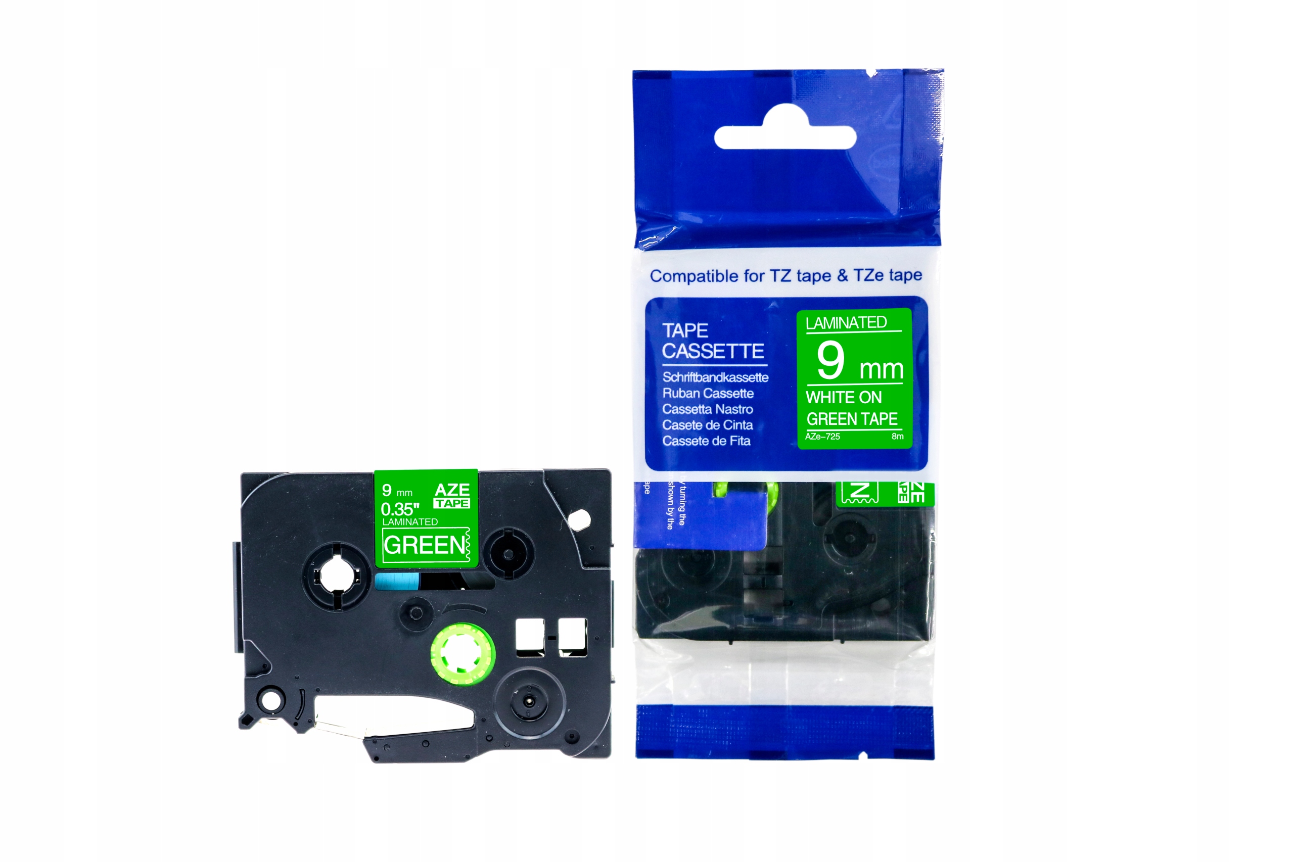 

Taśma do Brother TZe-725 9mm 8m zielona/biały