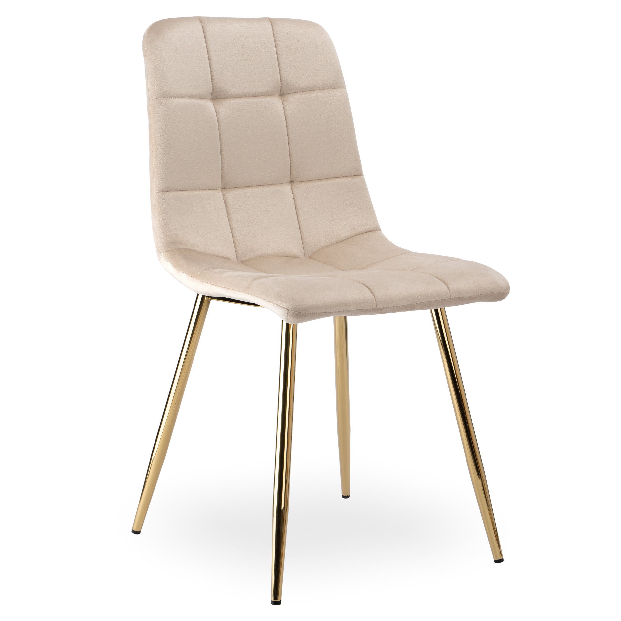 KRZESŁO PIKOWANE WELUROWE BEŻOWE TAPIECROWANE KUCHENNE DO SALONU JADALNI Model Denver