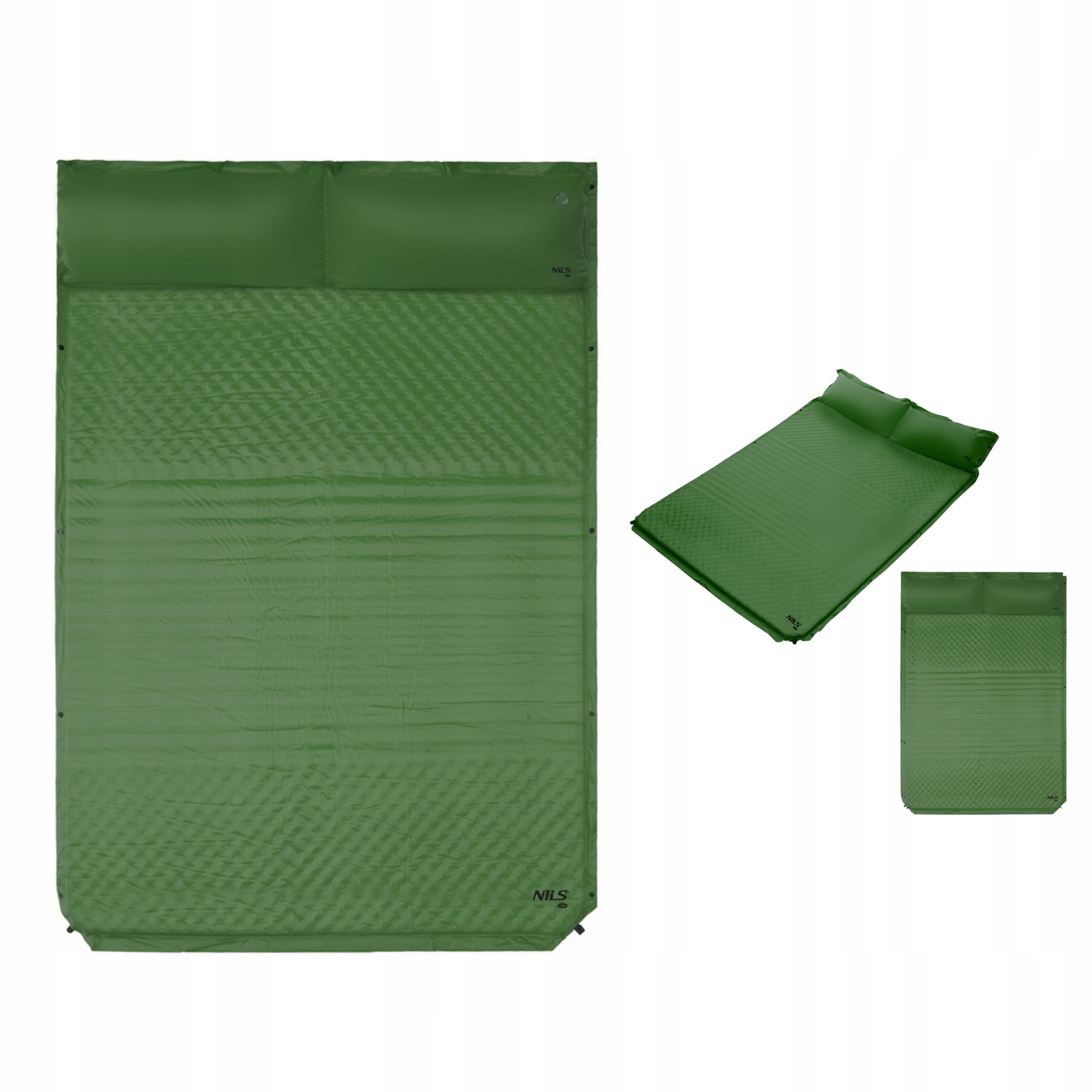 Samonafukovací karimatka pro 2 osoby s polštářem matrace 130 cm zelená Nils Camp