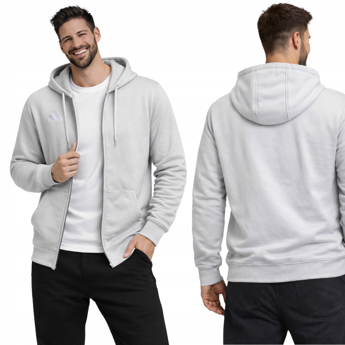Bluza Adidas Entrada 26 Męska Rozpinana Kaptur Szara Bawełniana r. XXL