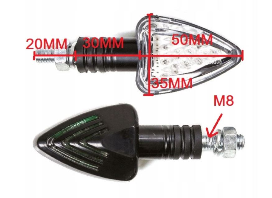 Kierunkowskazy 'mini' strzałki 13 LED DWUSTRONNE HOMOLOGACJA E50 KPL Numer katalogowy części JN00660_1