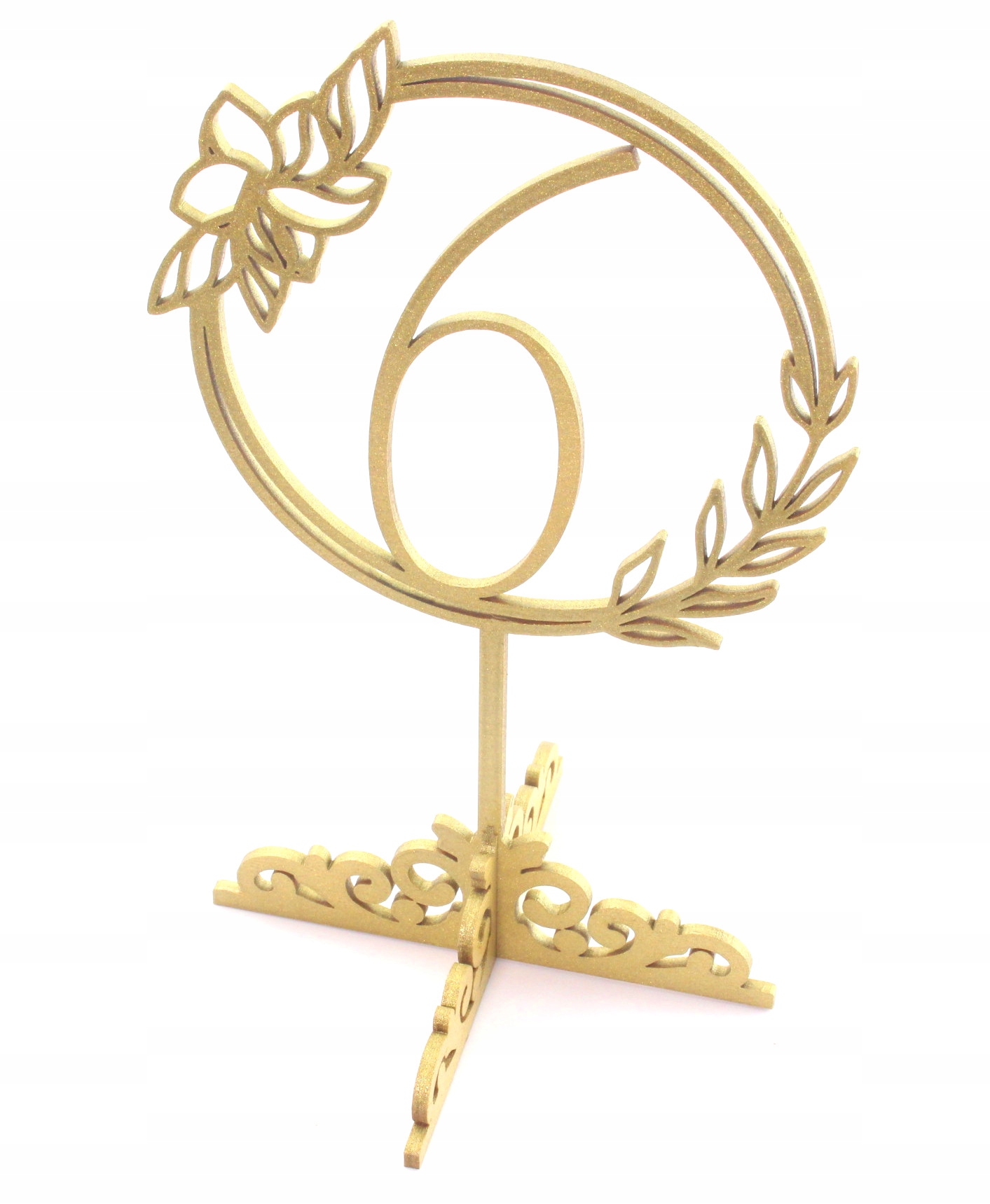 

Numer Na Stół Drewniana Cyfra 6 Wesele Złota