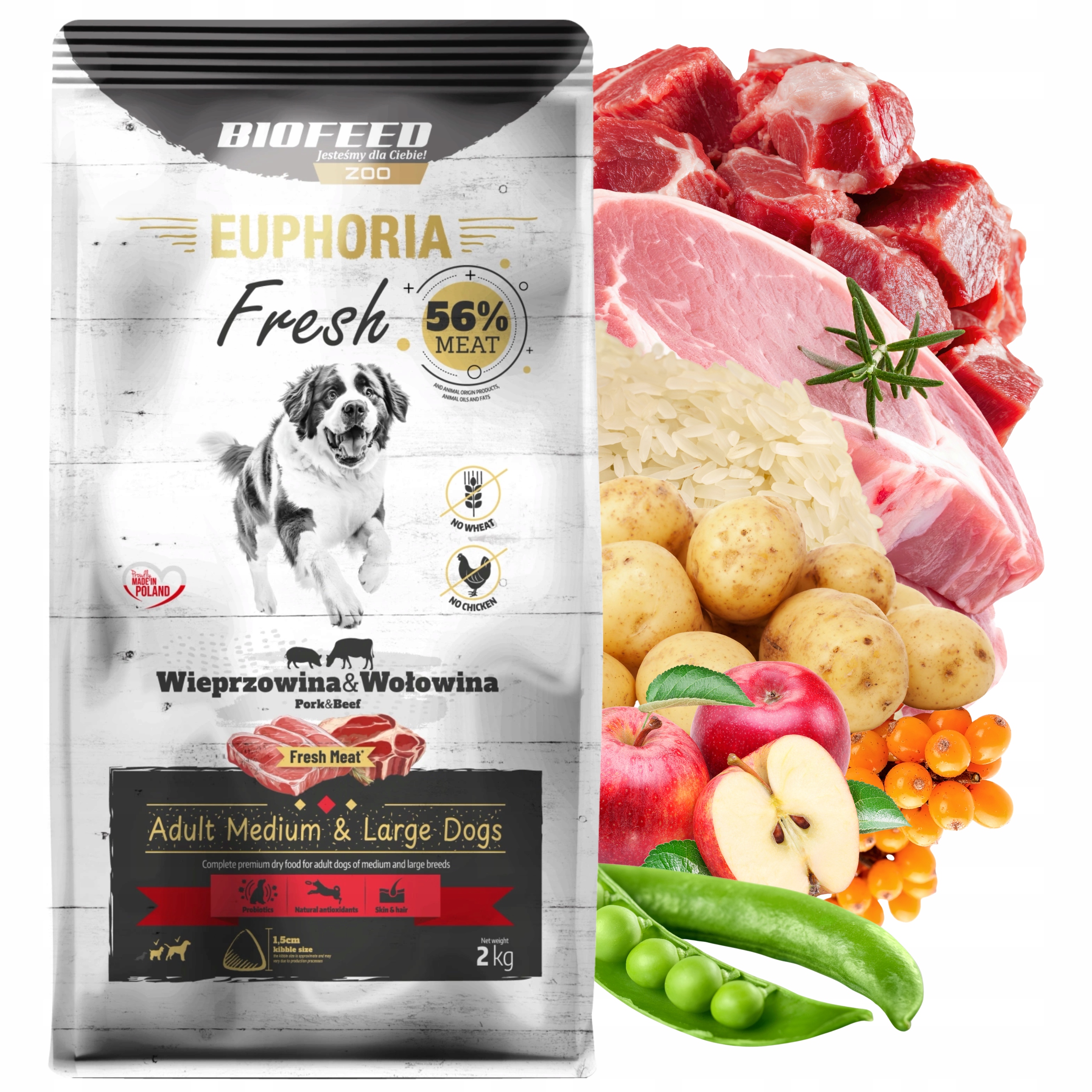 Krmivo pro psy Biofeed Euphoria Fresh Vepř Hovězí M/L 12 kg Bonus