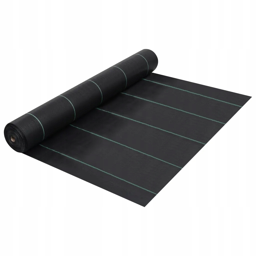 Agrotextilie proti plevelům, černá, 2x100 m, se zelenými pruhy, 60 g/m²