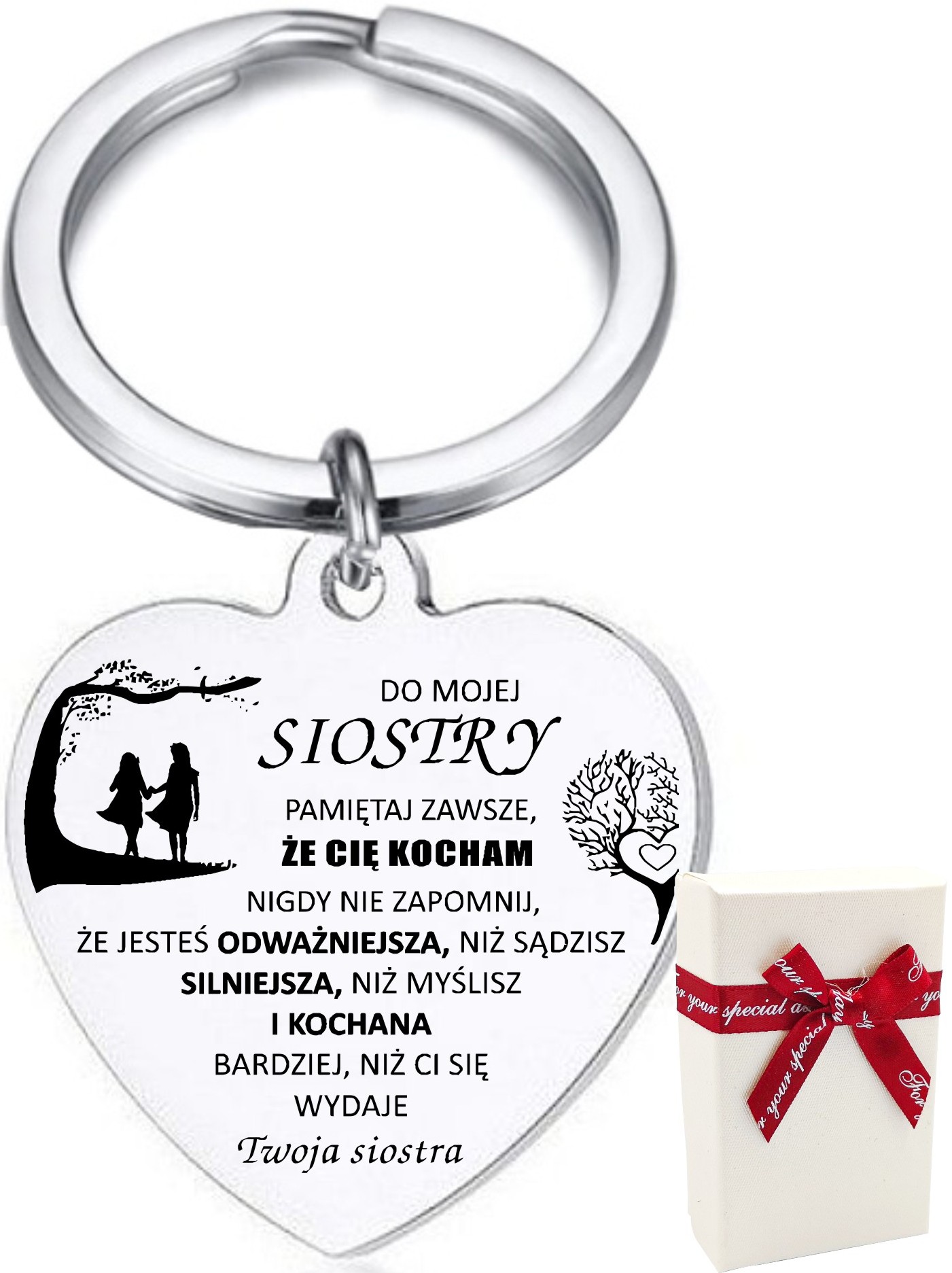 

Breloczek do kluczy Serce z grawerem Dla Siostry