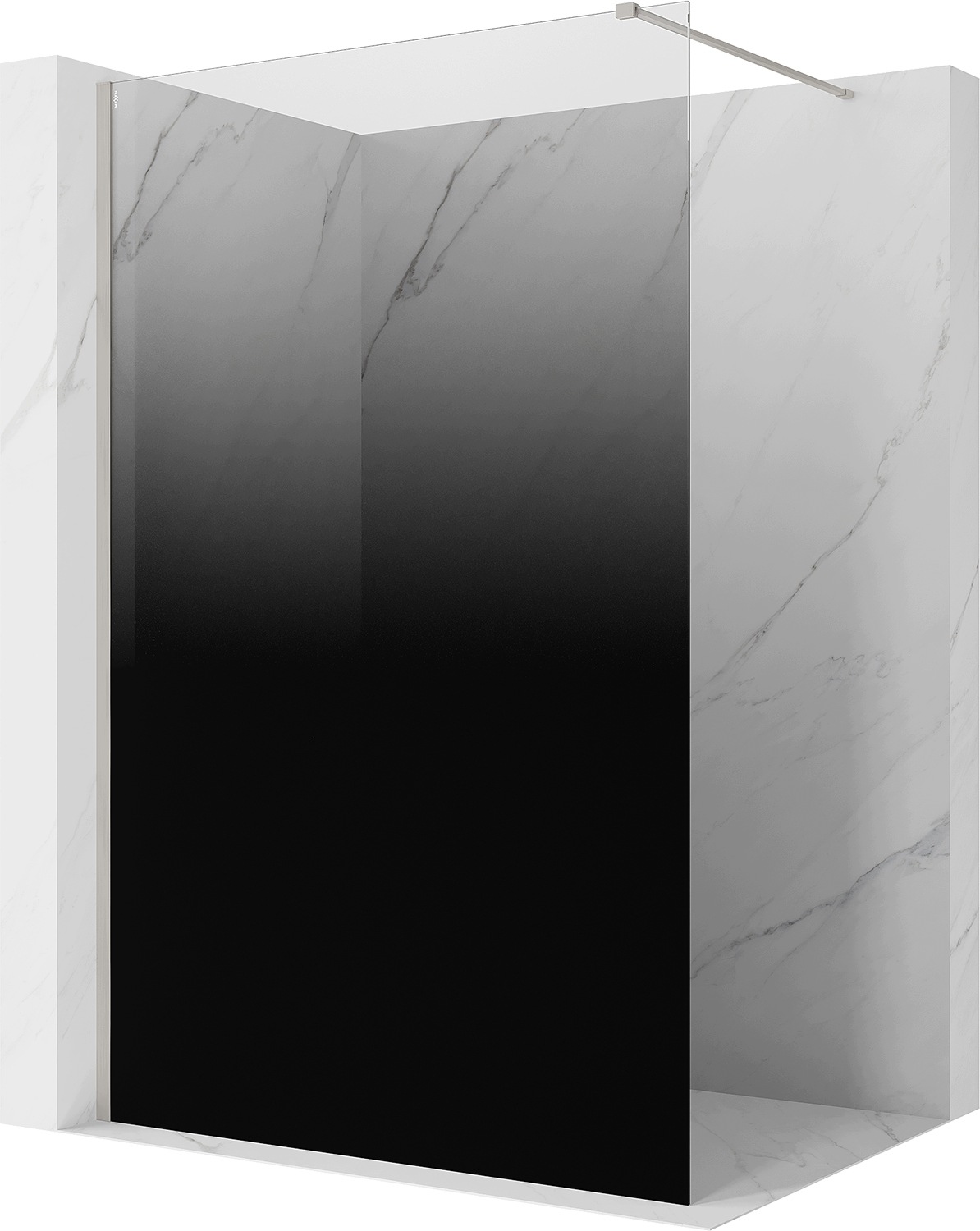 Mexen Kioto Ścianka Prysznicowa Walk-in 120X200CM Czarna 8MM Nikiel