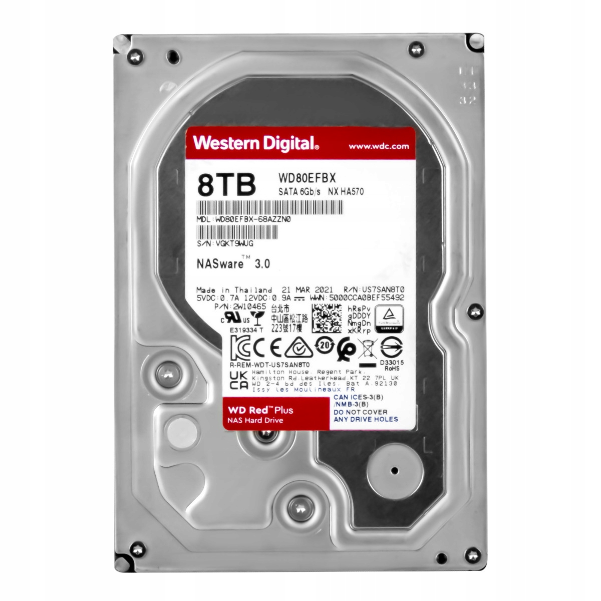 Wd Red Plus 8TB 5.4K 256MB Sata III 3.5'' WD80EFBX NASware 3.0