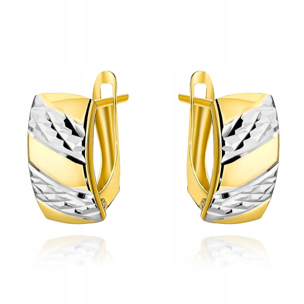 Náušnice zlaté 585 s ozdobným diamantováním na anglickém zapínání 14kt