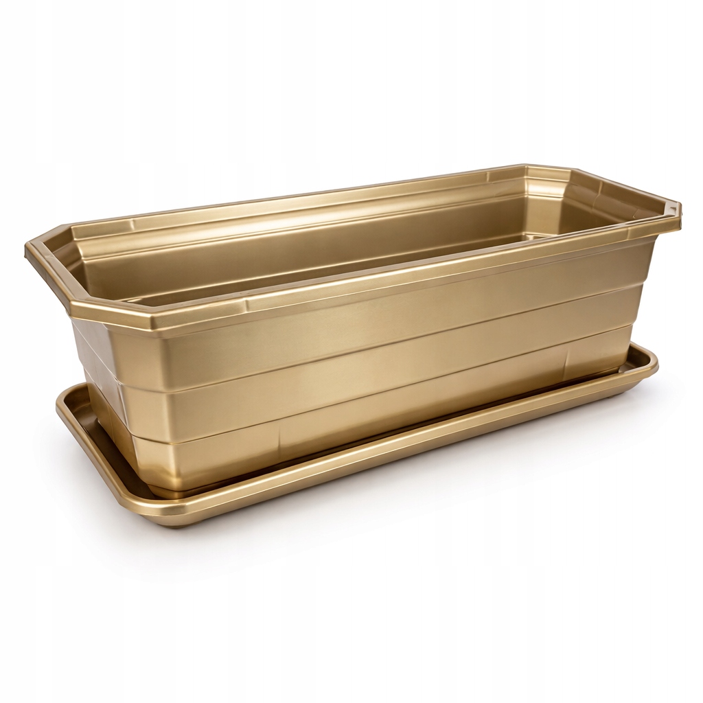 DONICZKA BALKONOWA + PODSTAWKA, Skrzynka na kwiaty 40x16,5 cm, ZŁOTY