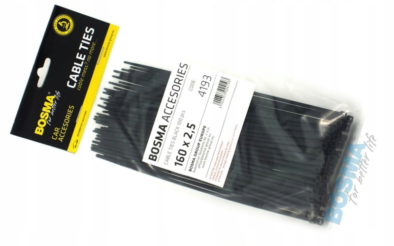 

Opaska zaciskowa Bosma 2,5x160 mm czarne 100 sztuk