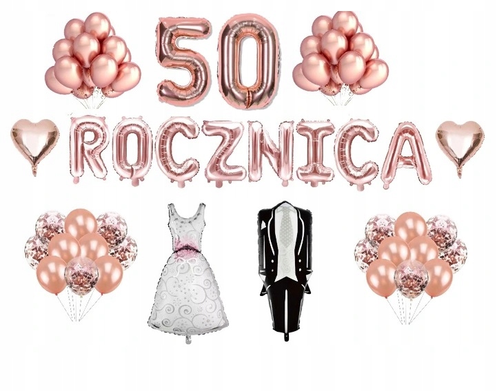 

Piedziesiąta 50 Rocznica Ślubu Balony Różowe Złoto