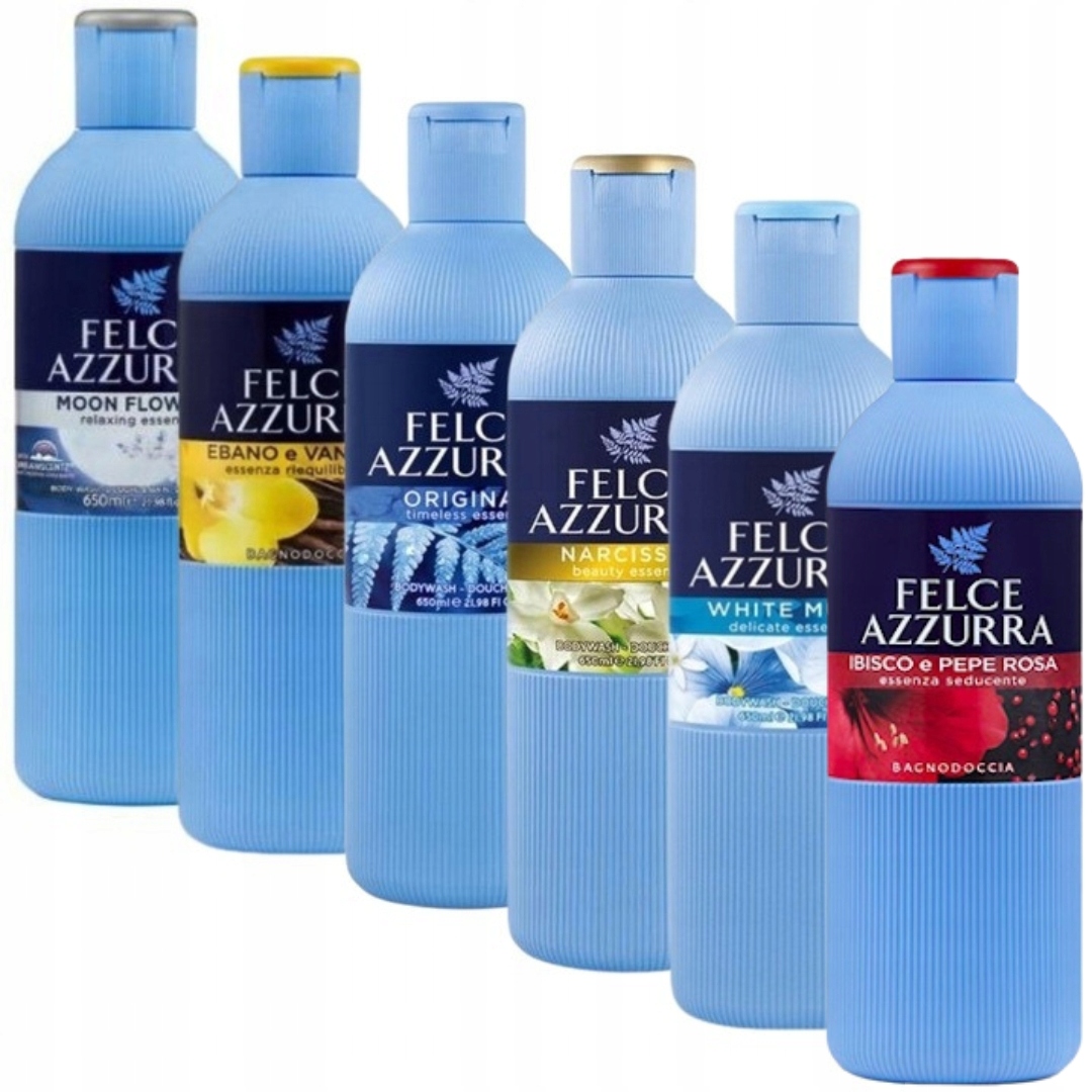 Felce Azzurra MIX zestaw włoskich żeli pod prysznic do mycia ciała 6x 650ml