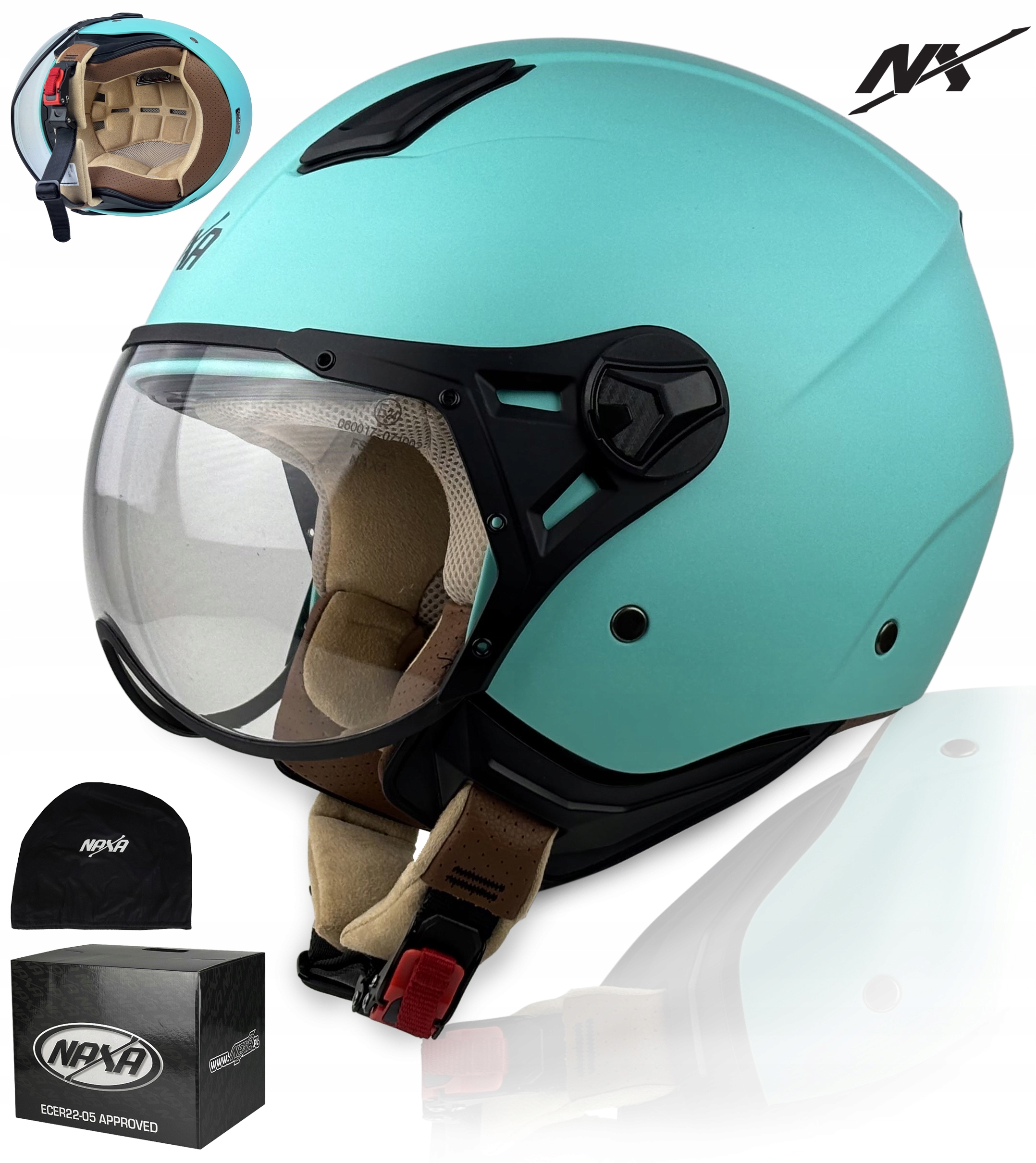 Motocyklová Přilba Otevřený Skútr Chopper Crusier Naxa S33 r.XS Měkký Střed