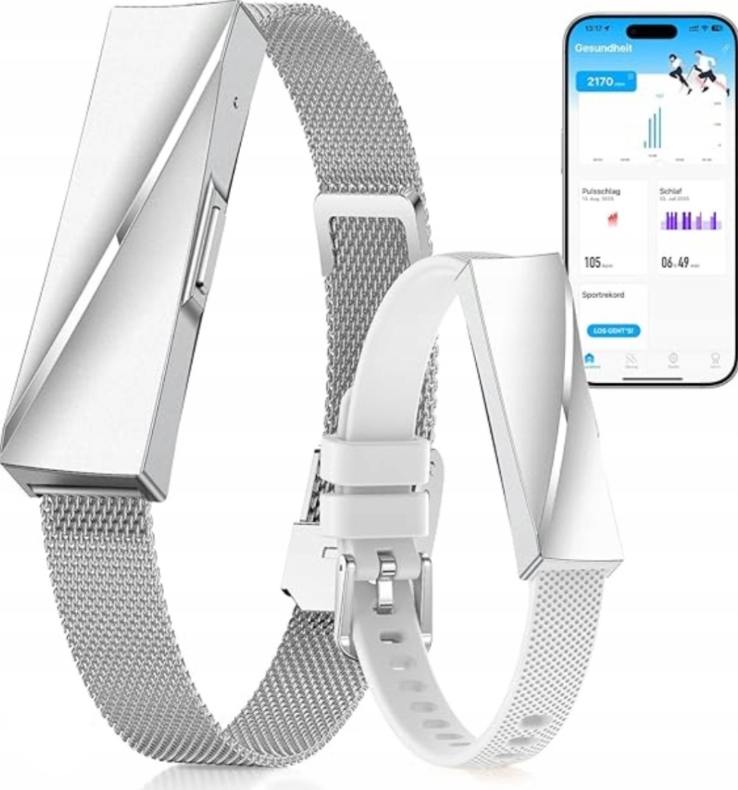 Inteligentny Smart Band Opaska Bronsoletka Srebna