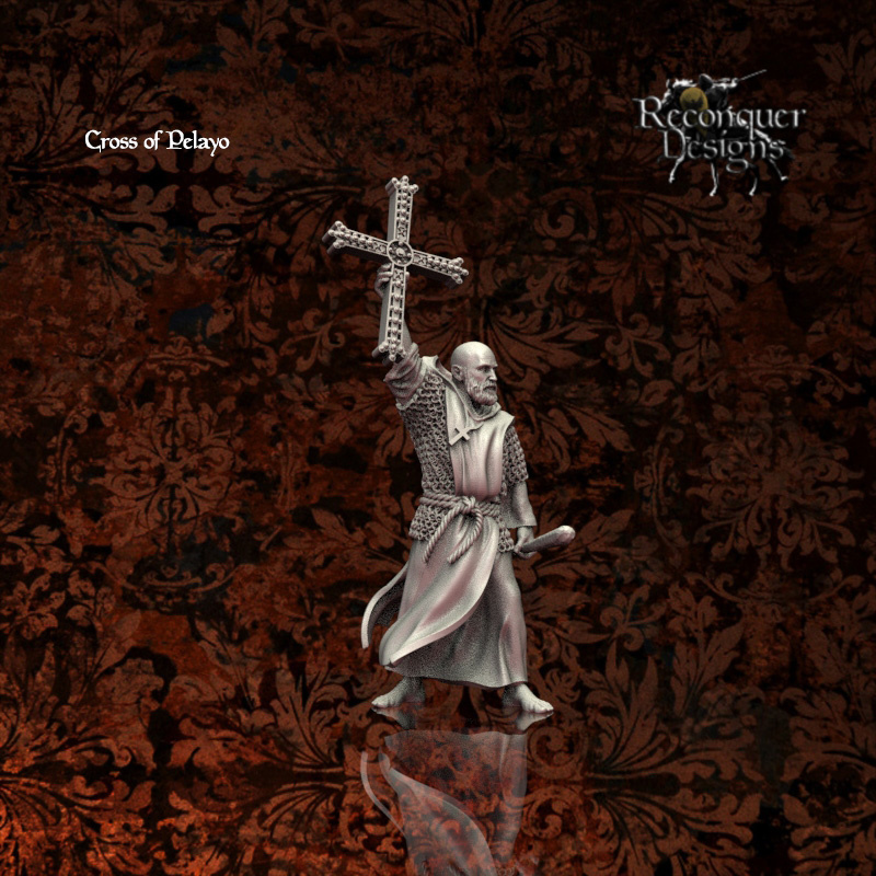 Priest holding the Cross of Pelayo Reconquer Desig