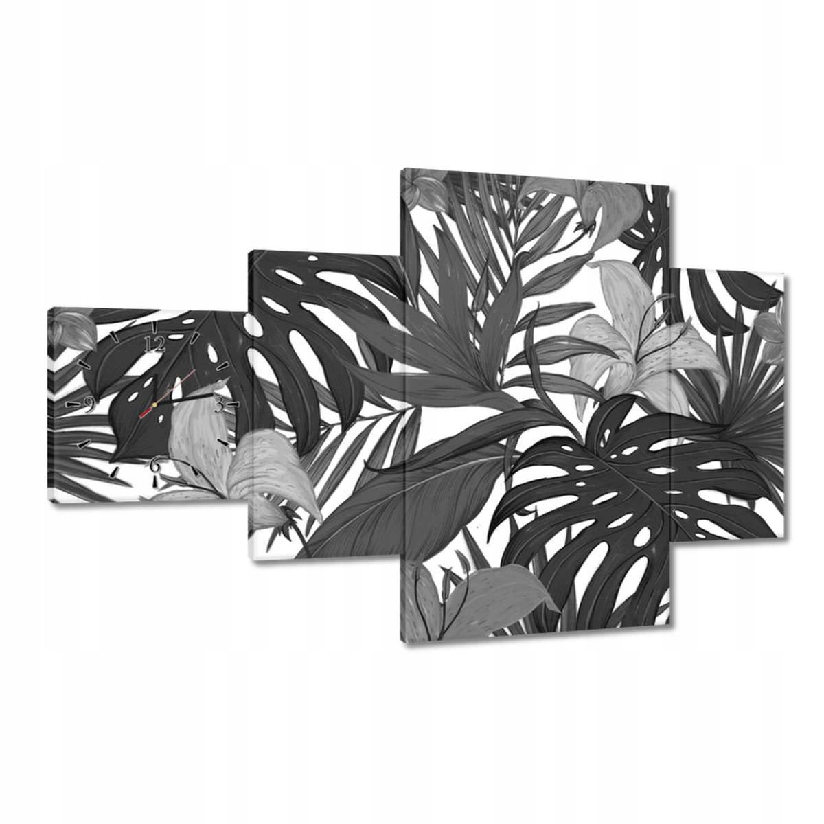 Hodiny 130x80 Černobílá monstera