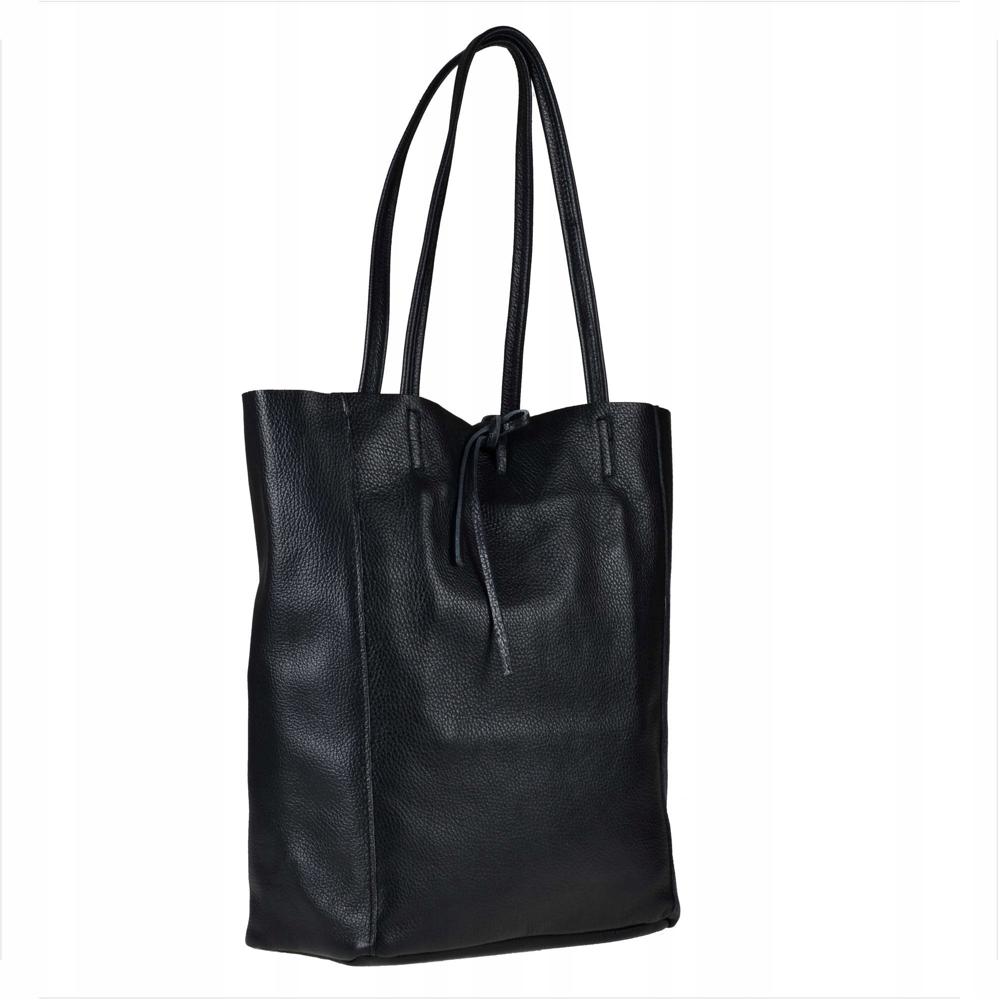 

Torebka skóra natural włoska czarna shopper zamek