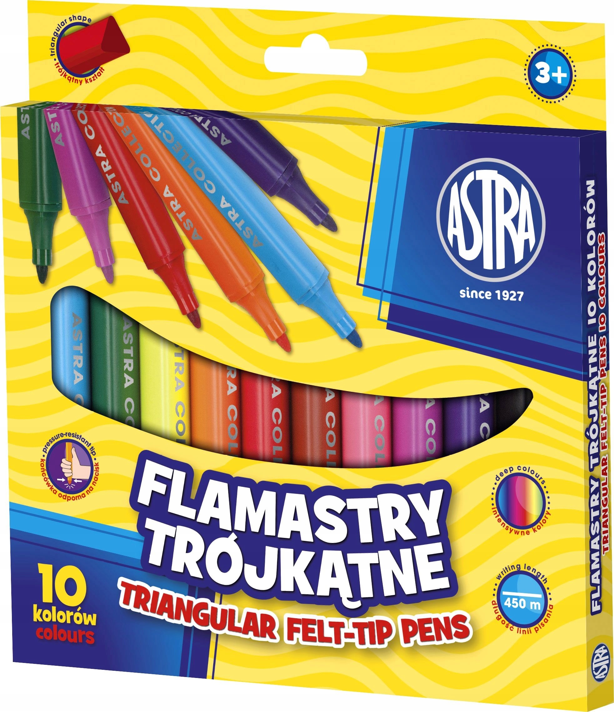 

Flamastry trójkątne Jumbo 10 kolorów, Astra