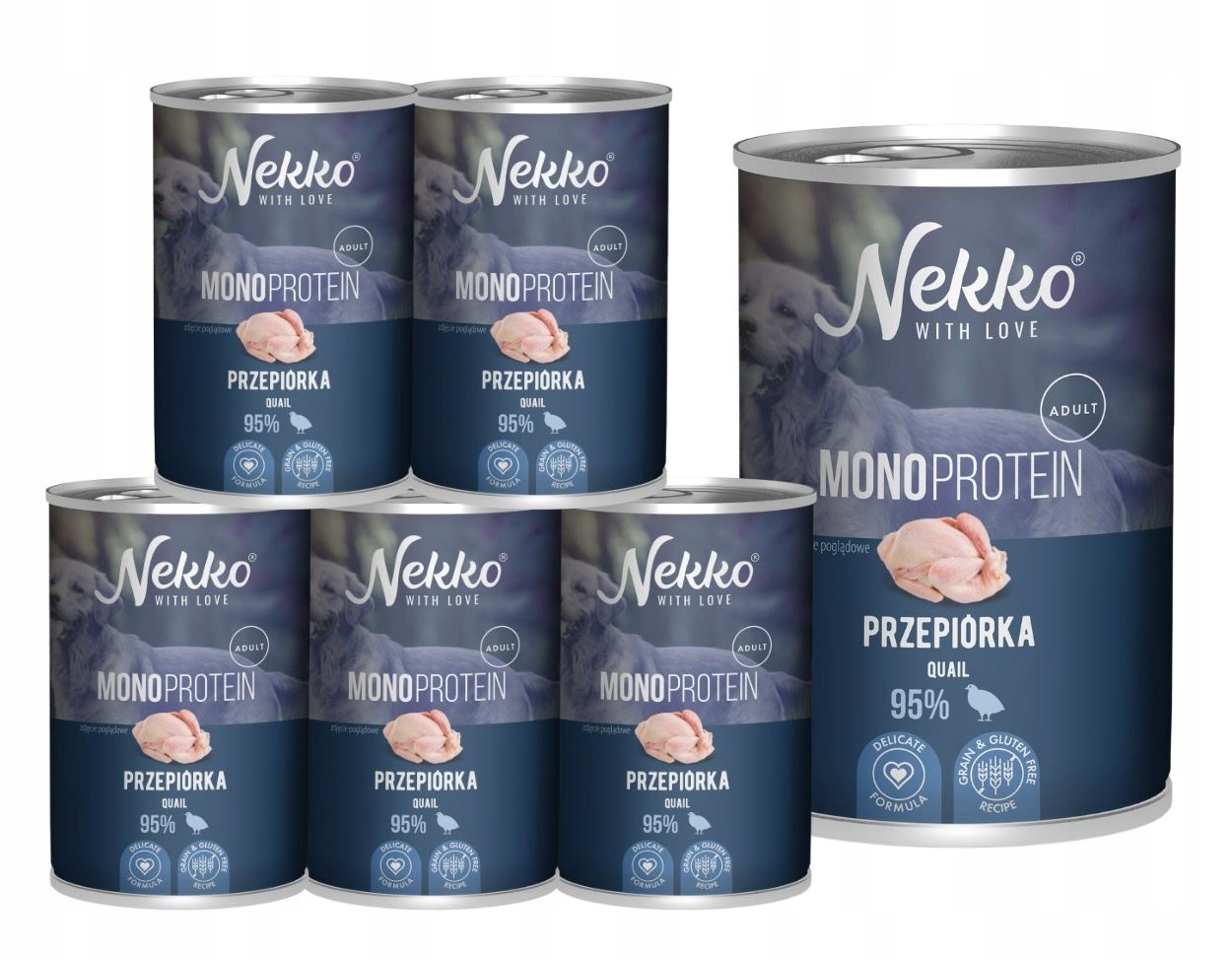 Levně Nekko Monoprotein vlhké krmivo pro psy Křepelka 6x400g