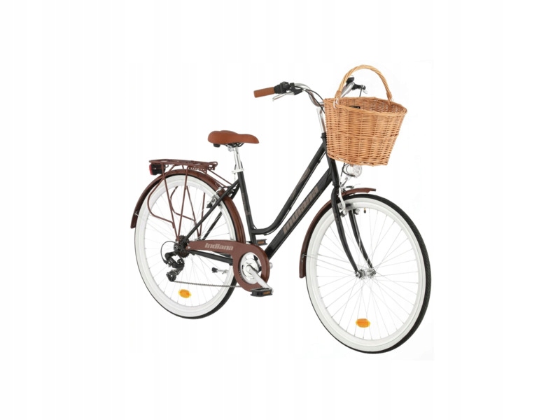 Rower miejski Indiana Fortuna 7B D18 28 cali damski Koszyk wiklinowy